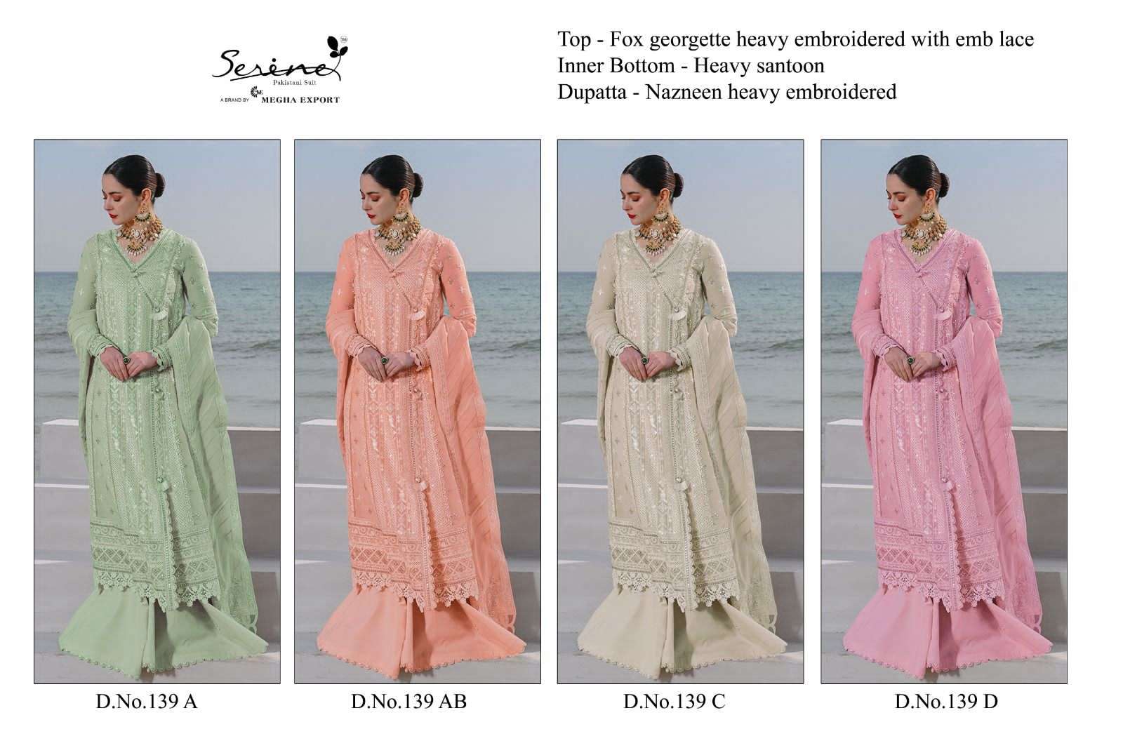 Serene Hit Design S-139 Colours By Serene S-139-A To S-139-D Series Designer Pakistani Suits Beautiful Fancy Colorful Stylish Party Wear & Occasional Wear Faux Georgette Embroidered Dresses At Wholesale Price