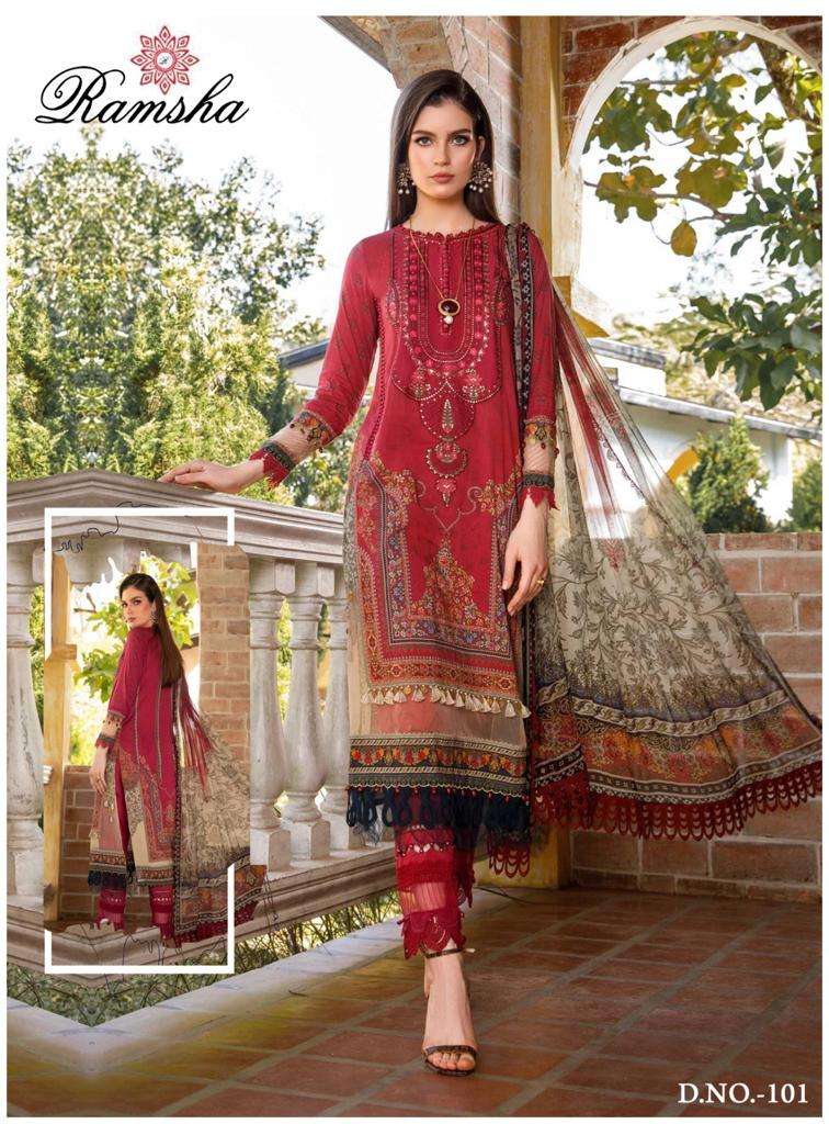 Farasha By Ramsha 101 To 106 Series Beautiful Pakistani Suits Colorful Stylish Fancy Casual Wear & Ethnic Wear Heavy Lawn Cotton Dresses At Wholesale Price