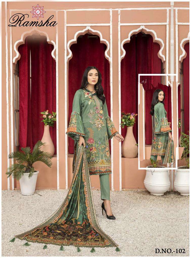 Farasha By Ramsha 101 To 106 Series Beautiful Pakistani Suits Colorful Stylish Fancy Casual Wear & Ethnic Wear Heavy Lawn Cotton Dresses At Wholesale Price