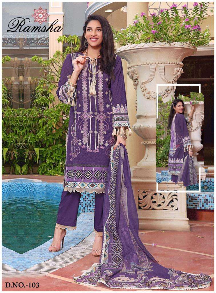 Farasha By Ramsha 101 To 106 Series Beautiful Pakistani Suits Colorful Stylish Fancy Casual Wear & Ethnic Wear Heavy Lawn Cotton Dresses At Wholesale Price