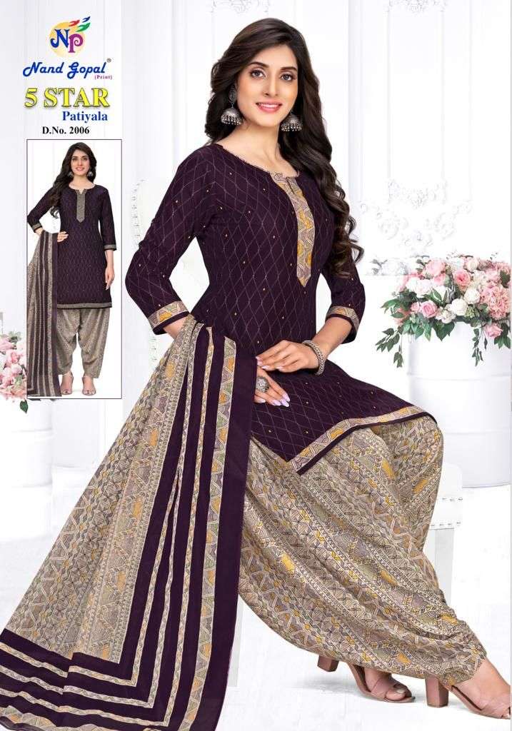 5 Star Patiyala Vol-2 By Nand Gopal Prints 2001 To 2012 Series Beautiful Stylish Suits Fancy Colorful Casual Wear & Ethnic Wear & Ready To Wear Heavy Cotton Printed Dresses At Wholesale Price