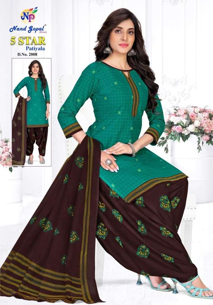 5 Star Patiyala Vol-2 By Nand Gopal Prints 2001 To 2012 Series Beautiful Stylish Suits Fancy Colorful Casual Wear & Ethnic Wear & Ready To Wear Heavy Cotton Printed Dresses At Wholesale Price