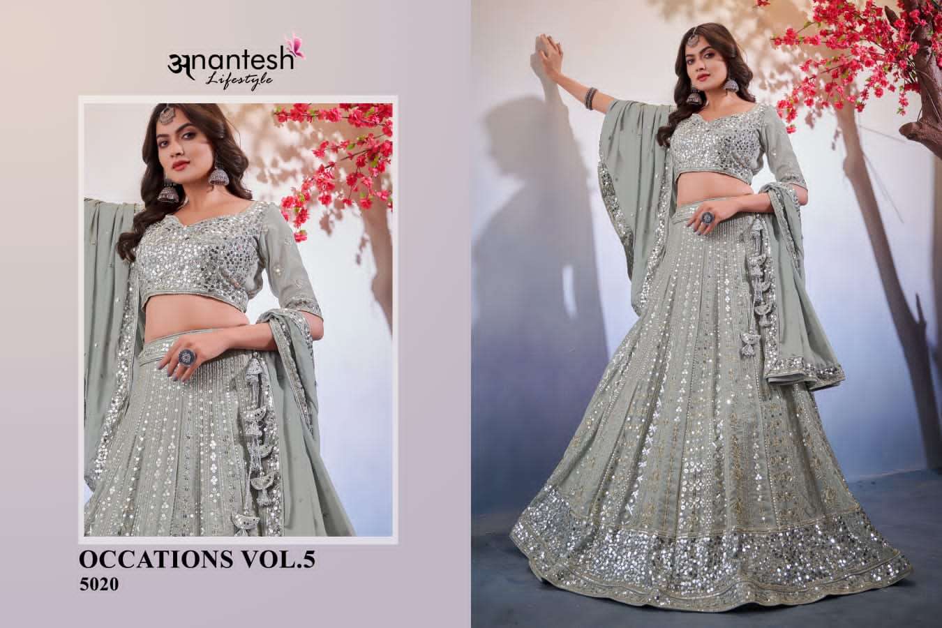 Occations Vol-5 By Anantesh 5017 To 5020 Series Bridal Wear Collection Beautiful Stylish Colorful Fancy Party Wear & Occasional Wear Premium Georgette Lehengas At Wholesale Price