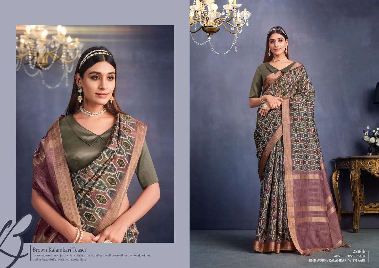 Aahana By Mohmanthan 22806 To 22814 Series Indian Traditional Wear Collection Beautiful Stylish Fancy Colorful Party Wear & Occasional Wear Tussar Silk Sarees At Wholesale Price