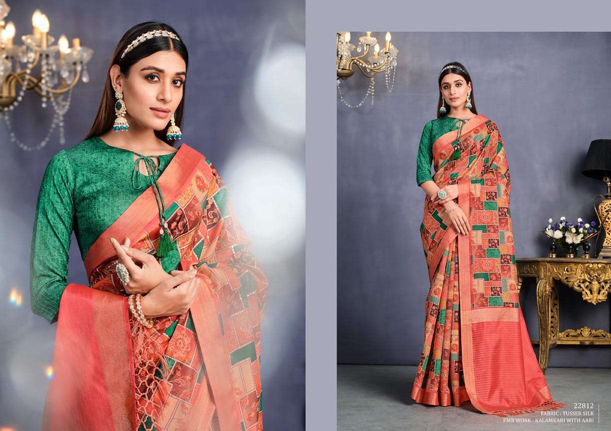 Aahana By Mohmanthan 22806 To 22814 Series Indian Traditional Wear Collection Beautiful Stylish Fancy Colorful Party Wear & Occasional Wear Tussar Silk Sarees At Wholesale Price