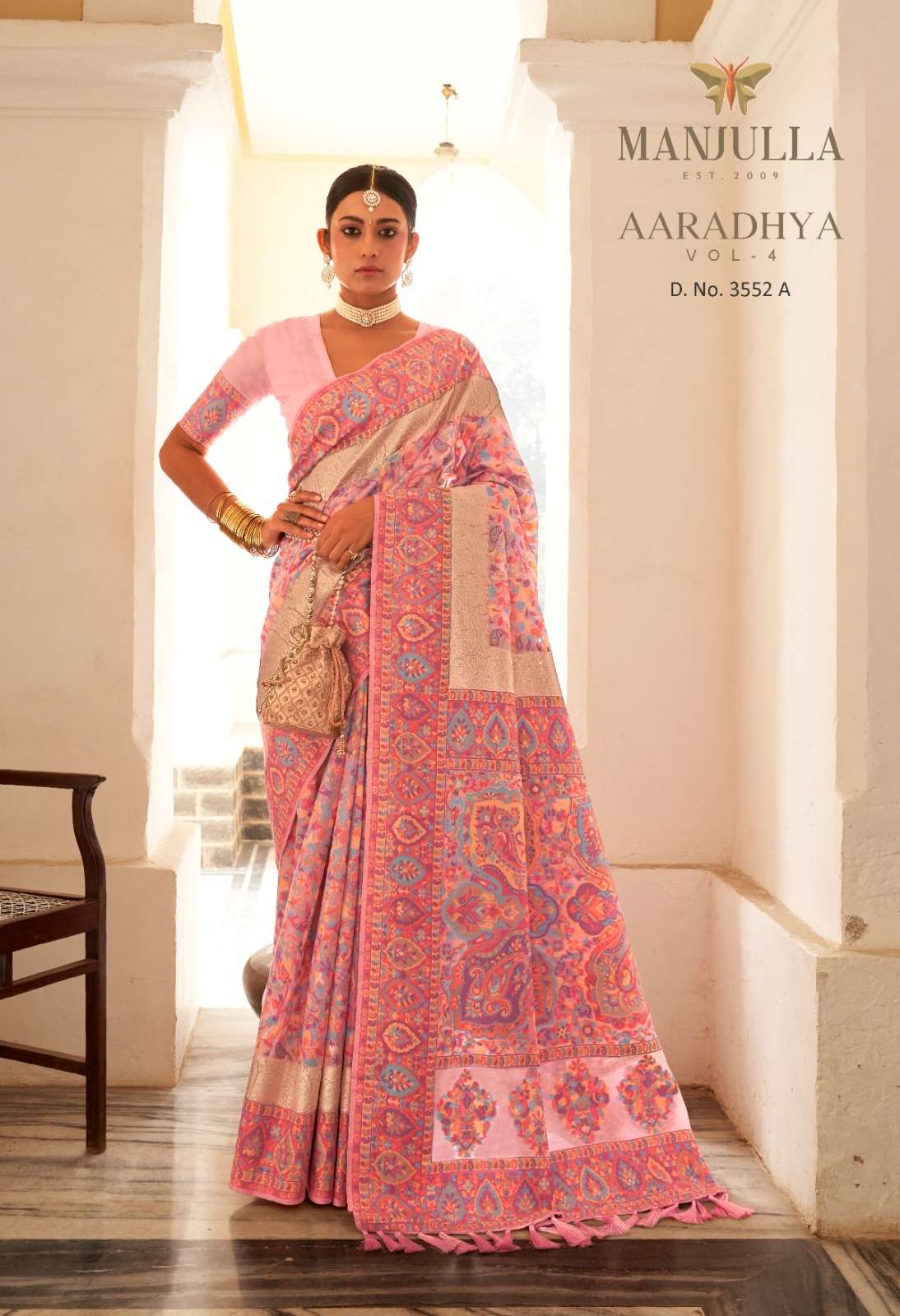 Aaradhya Vol-4 By Manjula 3552-A To 3552-I Series Indian Traditional Wear Collection Beautiful Stylish Fancy Colorful Party Wear & Occasional Wear Kashmiri Pashmina Sarees At Wholesale Price