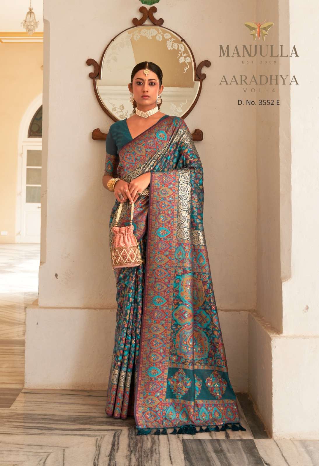 Aaradhya Vol-4 By Manjula 3552-A To 3552-I Series Indian Traditional Wear Collection Beautiful Stylish Fancy Colorful Party Wear & Occasional Wear Kashmiri Pashmina Sarees At Wholesale Price