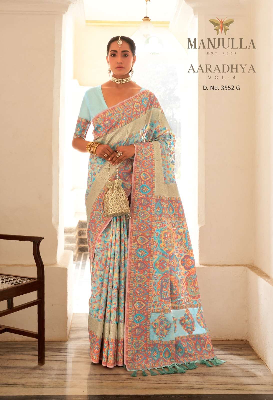 Aaradhya Vol-4 By Manjula 3552-A To 3552-I Series Indian Traditional Wear Collection Beautiful Stylish Fancy Colorful Party Wear & Occasional Wear Kashmiri Pashmina Sarees At Wholesale Price