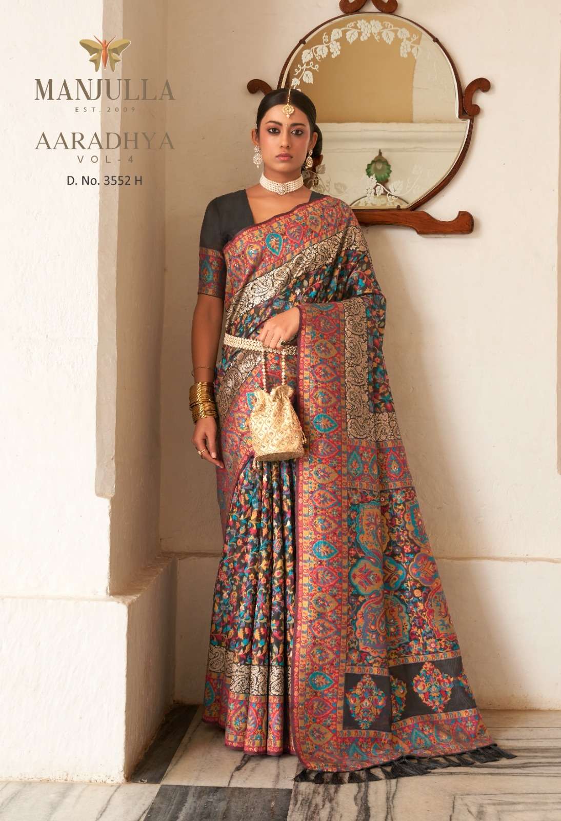 Aaradhya Vol-4 By Manjula 3552-A To 3552-I Series Indian Traditional Wear Collection Beautiful Stylish Fancy Colorful Party Wear & Occasional Wear Kashmiri Pashmina Sarees At Wholesale Price