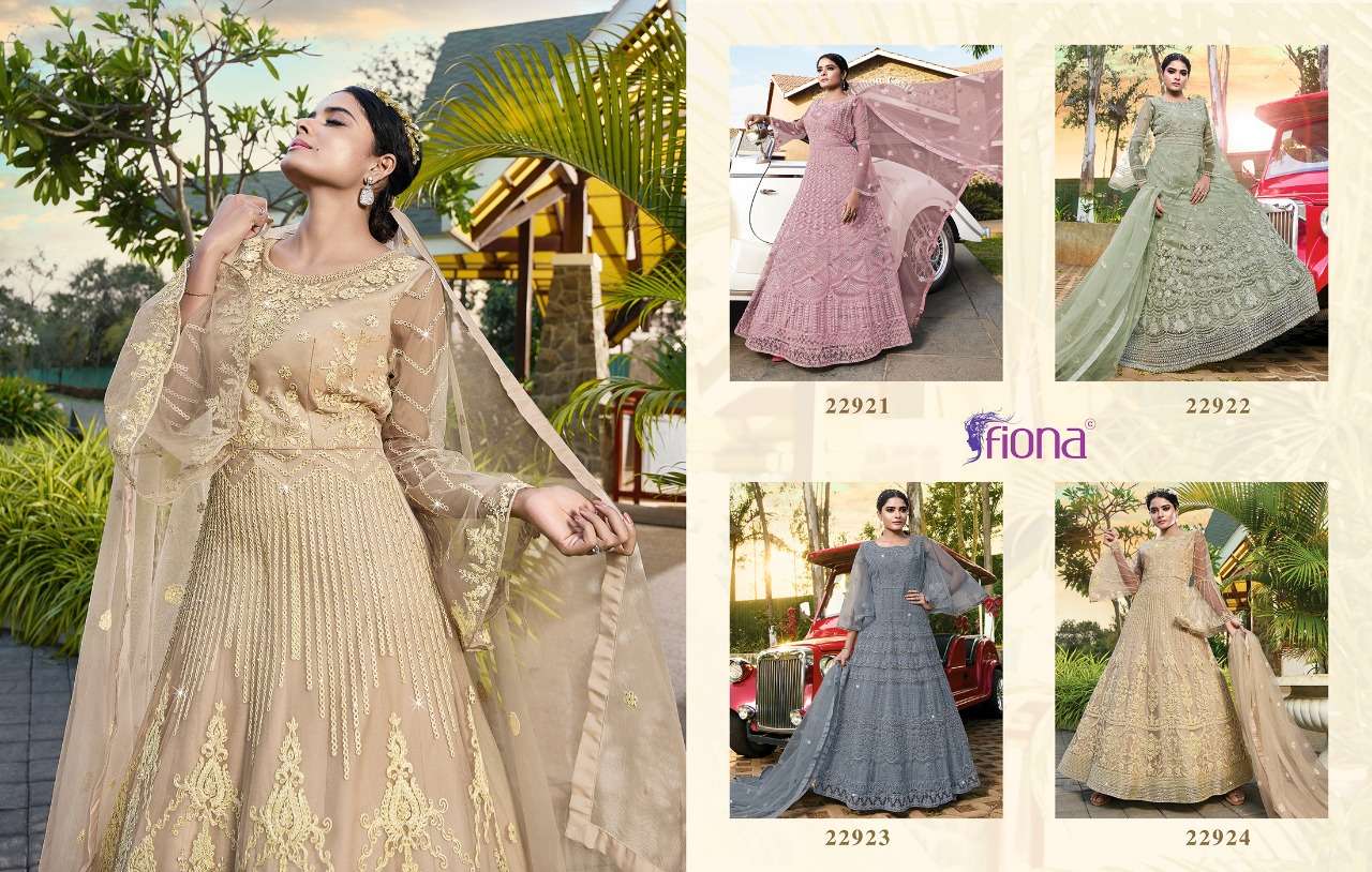 Florence By Fiona 22921 To 22924 Series Designer Stylish Fancy Colorful Beautiful Party Wear & Ethnic Wear Collection Net Gowns With Dupatta At Wholesale Price