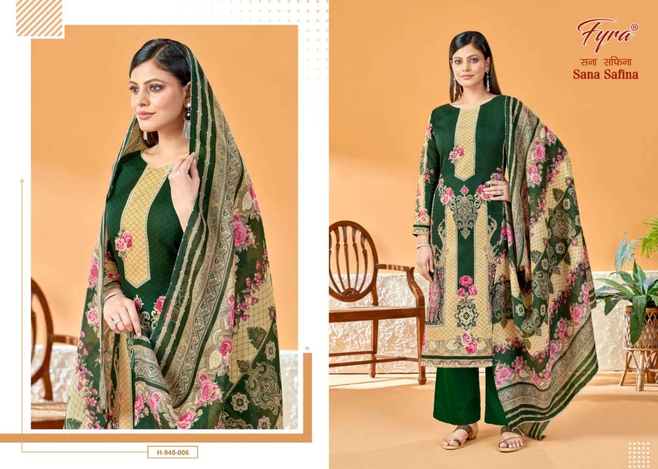 Sana Safina By Fyra 945-001 To 945-010 Series Beautiful Pakistani Suits Colorful Stylish Fancy Casual Wear & Ethnic Wear Soft Cotton Print Dresses At Wholesale Price