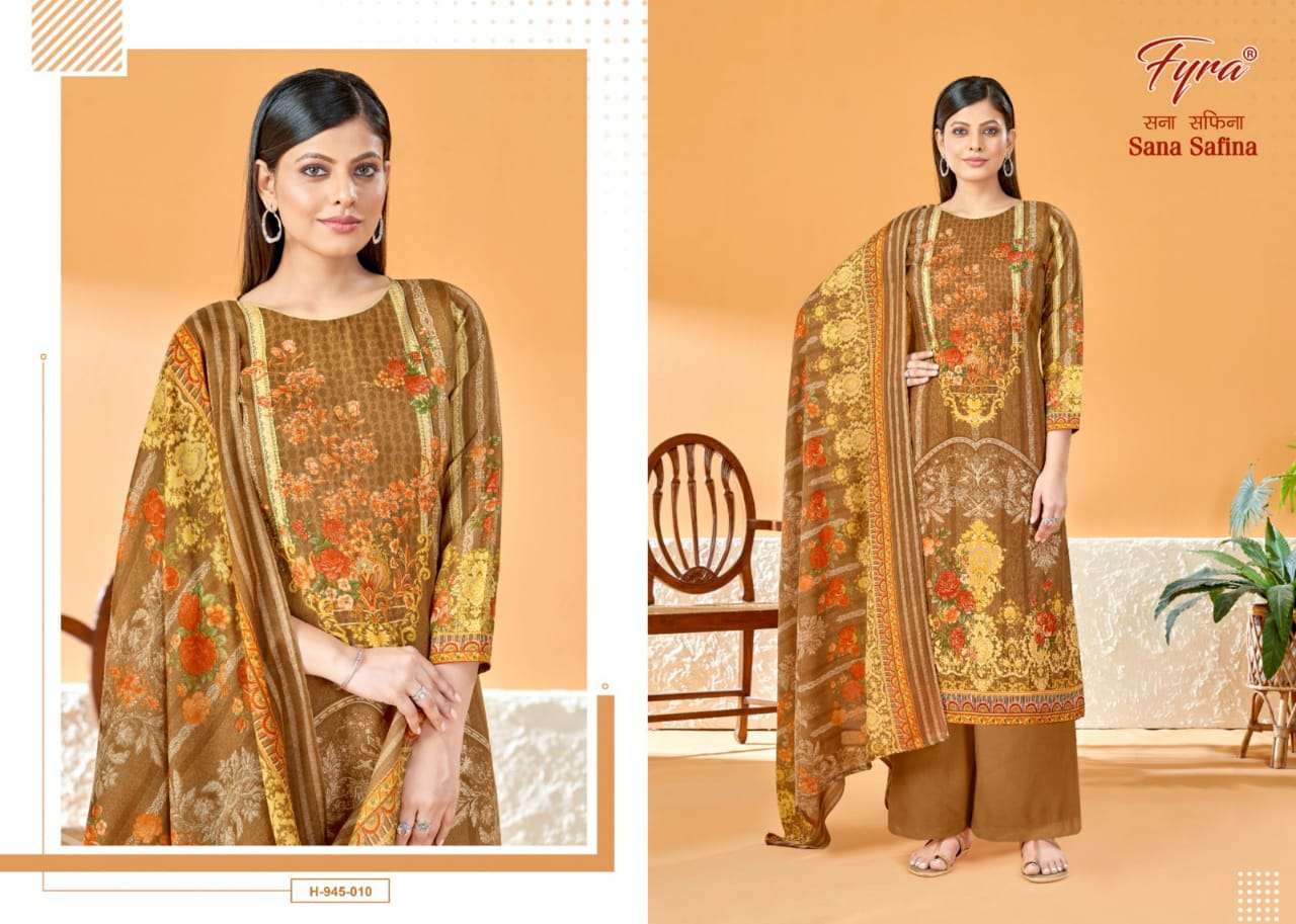 Sana Safina By Fyra 945-001 To 945-010 Series Beautiful Pakistani Suits Colorful Stylish Fancy Casual Wear & Ethnic Wear Soft Cotton Print Dresses At Wholesale Price