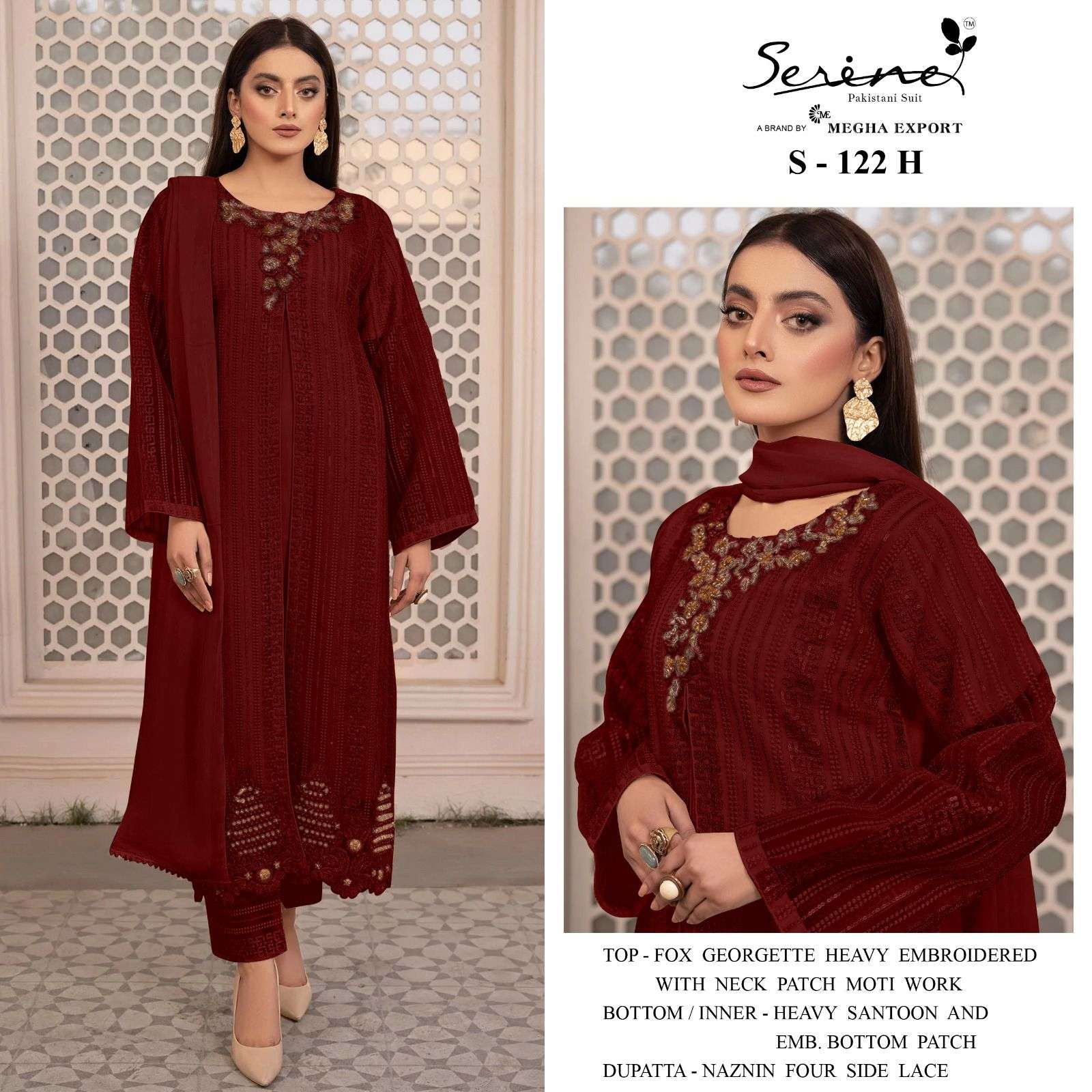 Serene Hit Design S-122 Colours Vol-3 By Serene S-122-G To S-122-J Series Designer Pakistani Suits Beautiful Fancy Colorful Stylish Party Wear & Occasional Wear Faux Georgette Embroidered Dresses At Wholesale Price