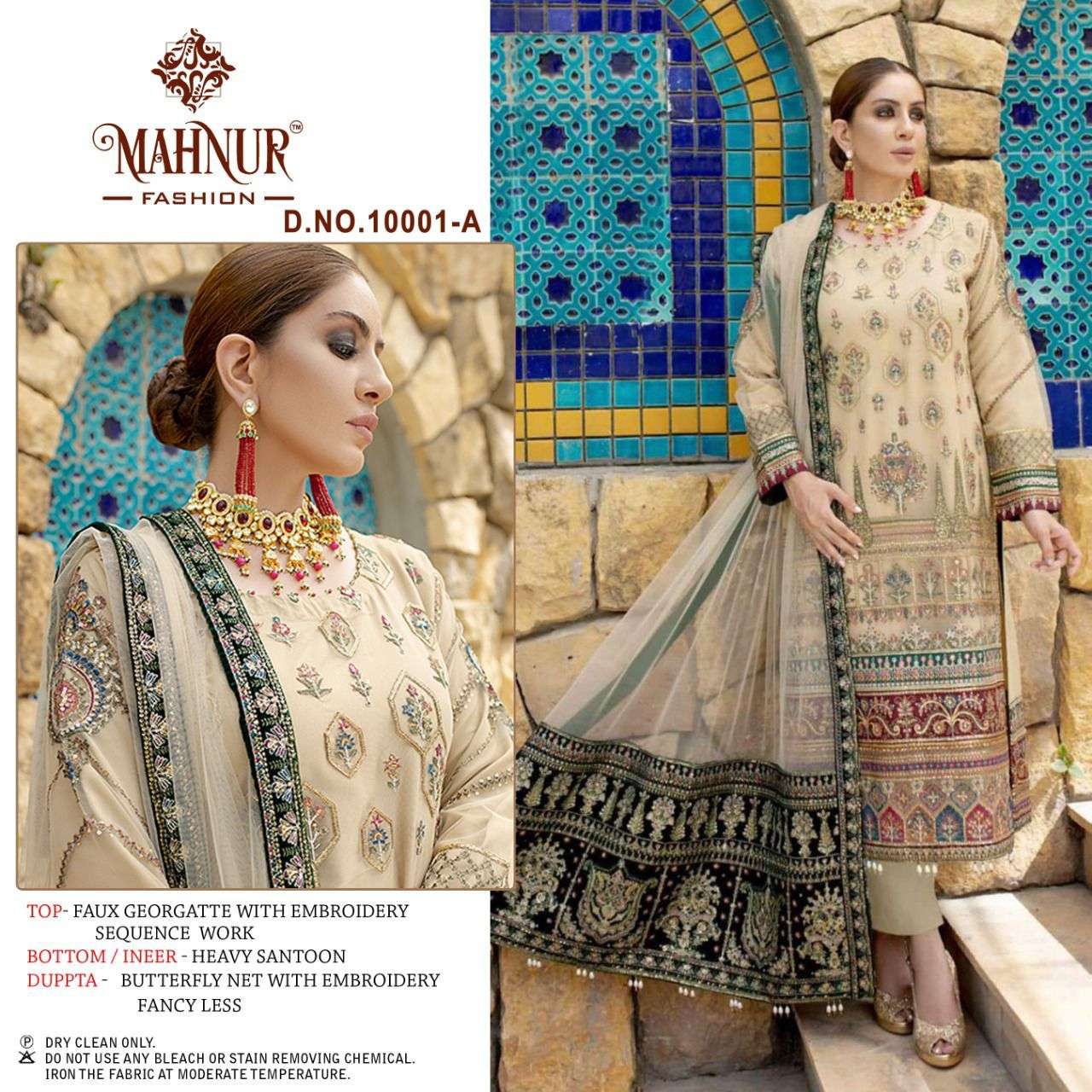 Mahnur Hit Design 10001-A By Mahnur Fashion Designer Pakistani Suits Beautiful Fancy Stylish Colorful Party Wear & Occasional Wear Faux Georgette Embroidery Dresses At Wholesale Price