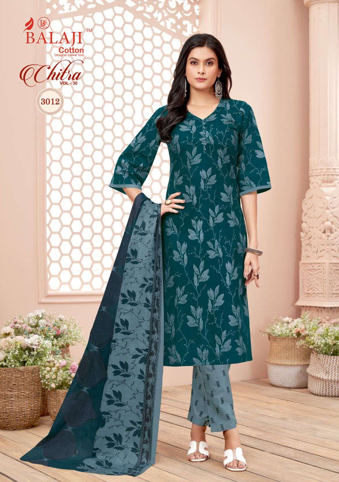 Chitra Vol-30 By Balaji Cotton 3001 To 3012 Series Beautiful Festive Suits Colorful Stylish Fancy Casual Wear & Ethnic Wear Pure Cotton Print Dresses At Wholesale Price