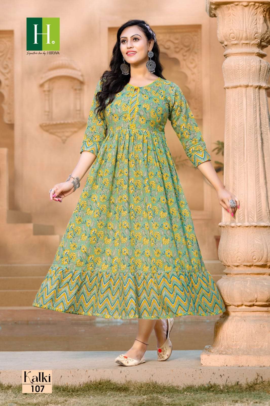 Kalki By Hirwa 101 To 108 Series Beautiful Stylish Fancy Colorful Casual Wear & Ethnic Wear Pure Cambric Cotton Gowns At Wholesale Price