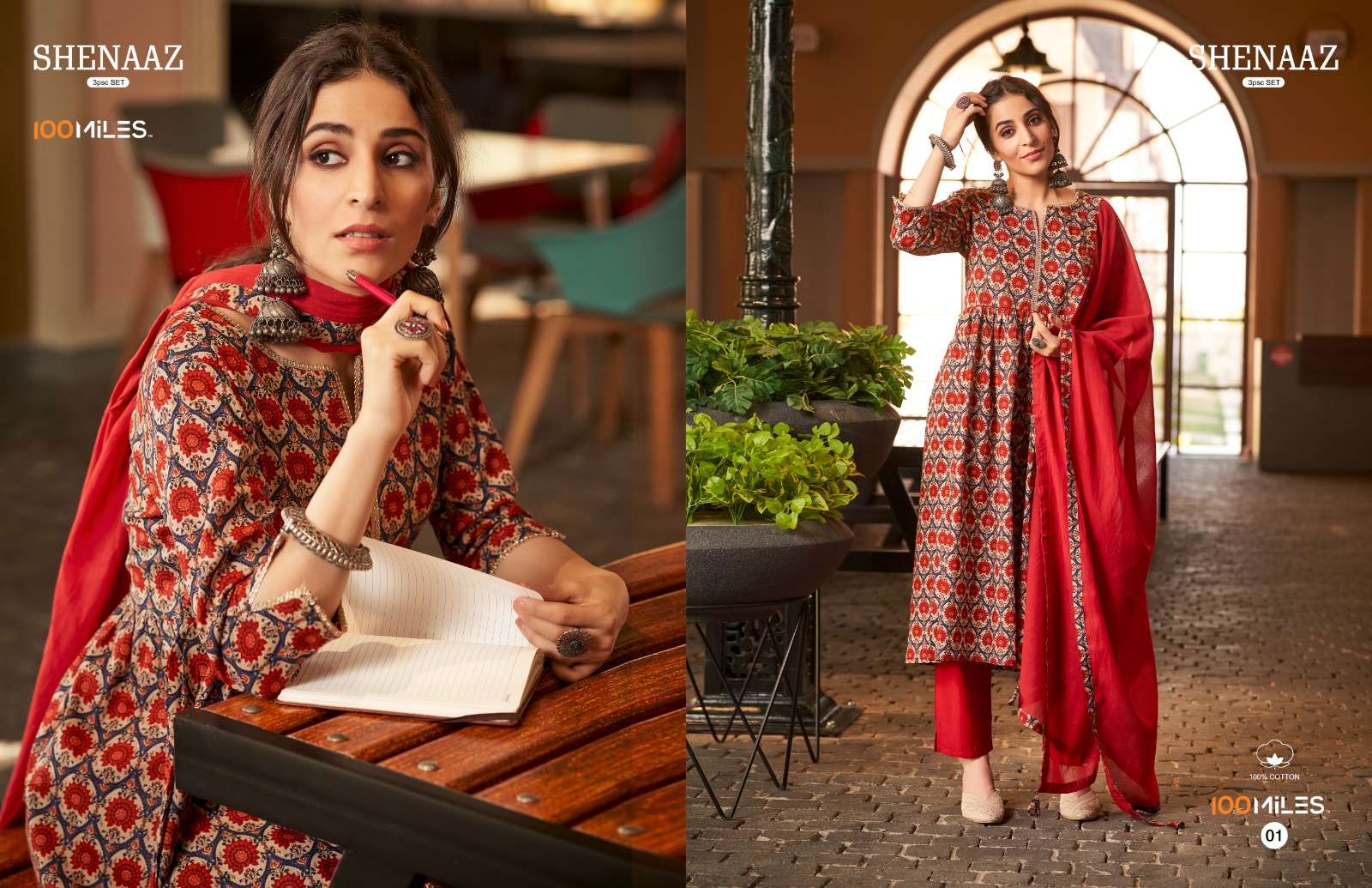 Shenaaz By 100 Miles 01 To 04 Series Designer Festive Suits Beautiful Fancy Colorful Stylish Party Wear & Occasional Wear Pure Cotton Print Dresses At Wholesale Price