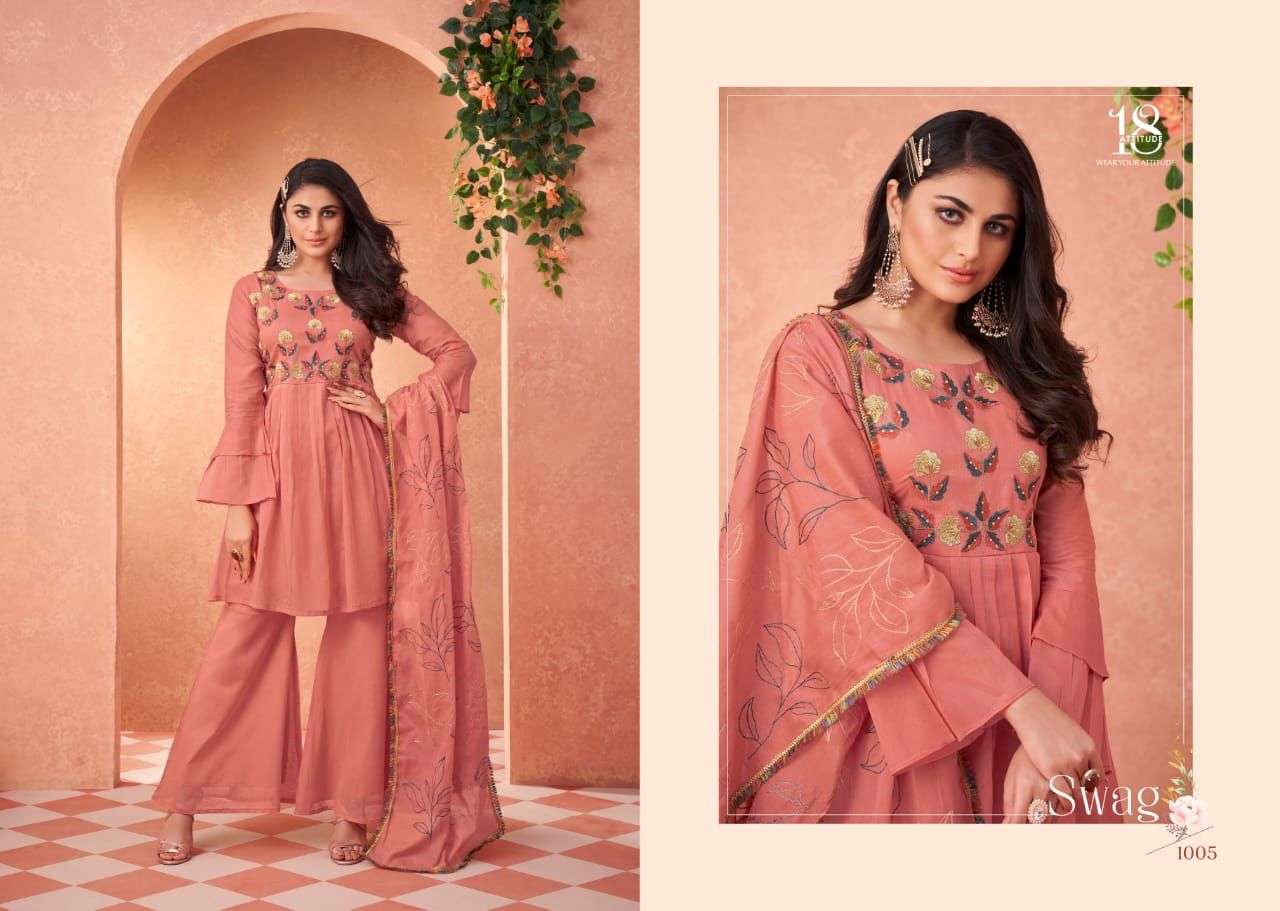 Swag By 18 Attitude 1001 To 1007 Series Designer Festive Suits Beautiful Fancy Colorful Stylish Party Wear & Occasional Wear Mal Cotton Print Dresses At Wholesale Price