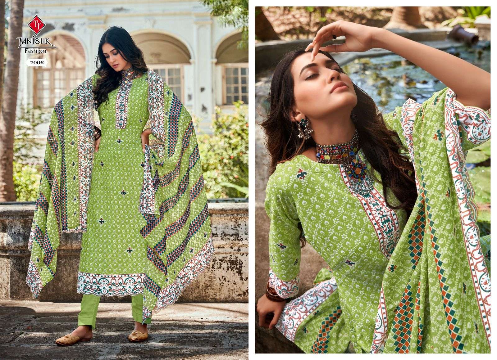Firdous Vol-3 By Tanishk Fashion 7001 To 7008 Series Beautiful Stylish Festive Suits Fancy Colorful Casual Wear & Ethnic Wear & Ready To Wear Pure Cotton Print Dresses At Wholesale Price