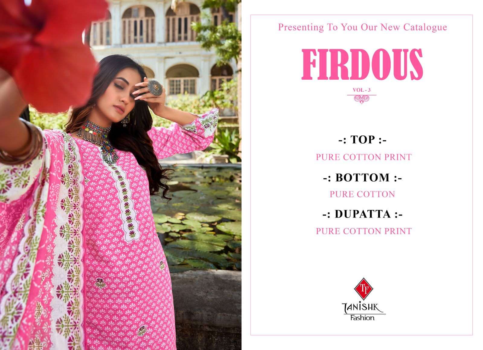 Firdous Vol-3 By Tanishk Fashion 7001 To 7008 Series Beautiful Stylish Festive Suits Fancy Colorful Casual Wear & Ethnic Wear & Ready To Wear Pure Cotton Print Dresses At Wholesale Price