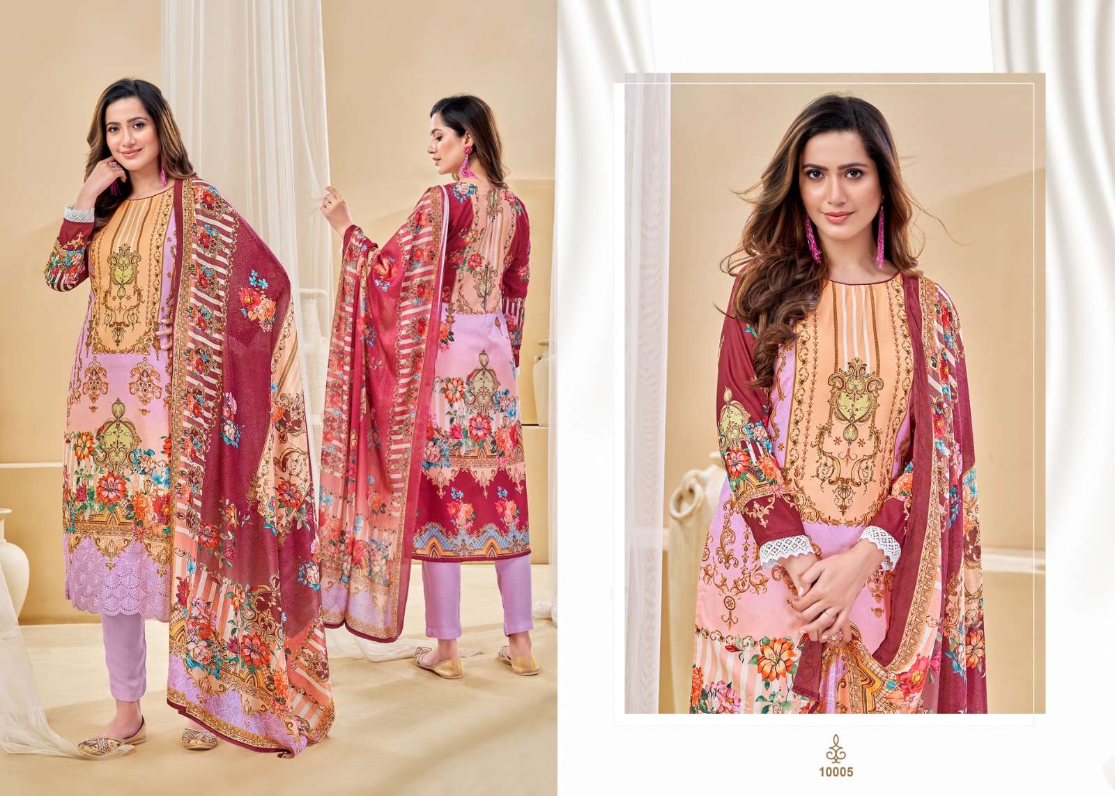 Safa By Zsm 10001 To 10006 Series Designer Festive Suits Beautiful Fancy Stylish Colorful Party Wear & Occasional Wear Muslin Printed Embroidery Dresses At Wholesale Price