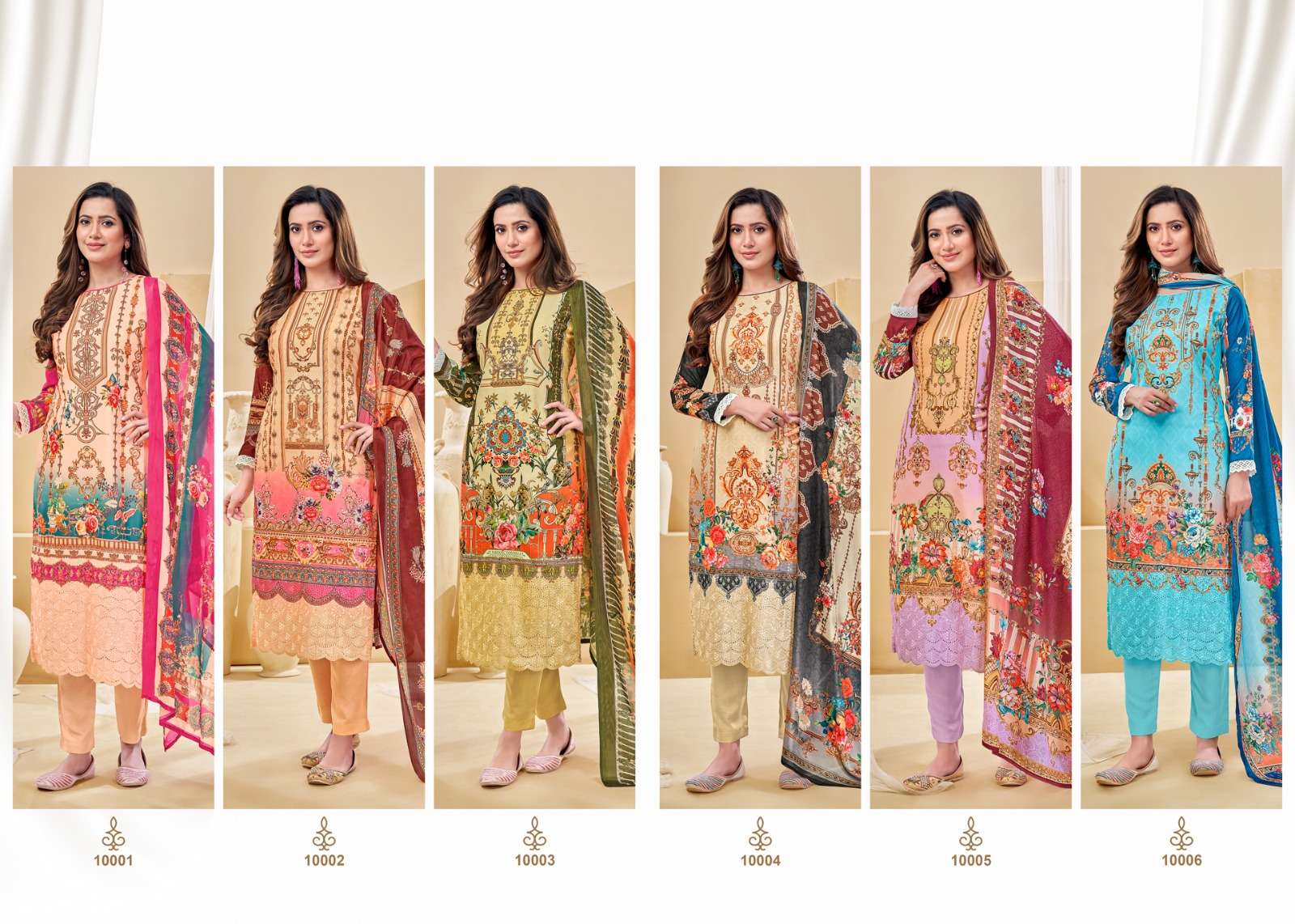 Safa By Zsm 10001 To 10006 Series Designer Festive Suits Beautiful Fancy Stylish Colorful Party Wear & Occasional Wear Muslin Printed Embroidery Dresses At Wholesale Price