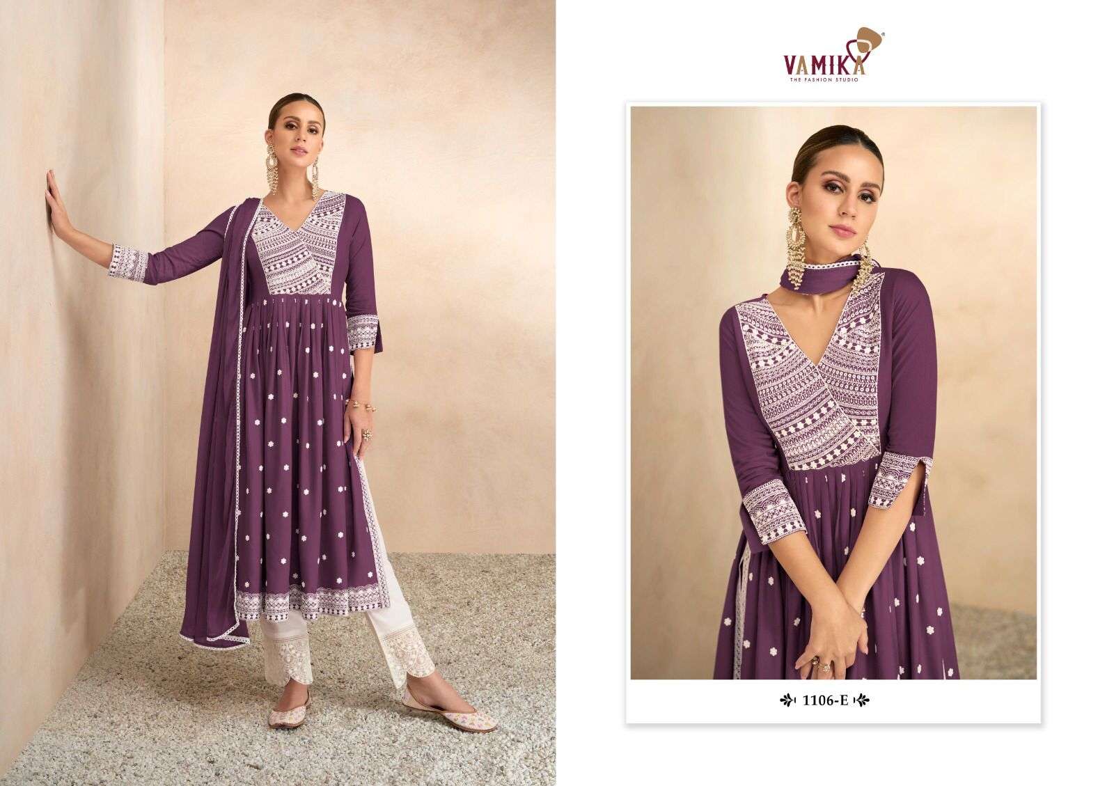 Aadhira Vol-4 By Vamika 1106-A To 1106-E Series Beautiful Sharara Suits Colorful Stylish Fancy Casual Wear & Ethnic Wear Pure Viscose Rayon Embroidery Dresses At Wholesale Price