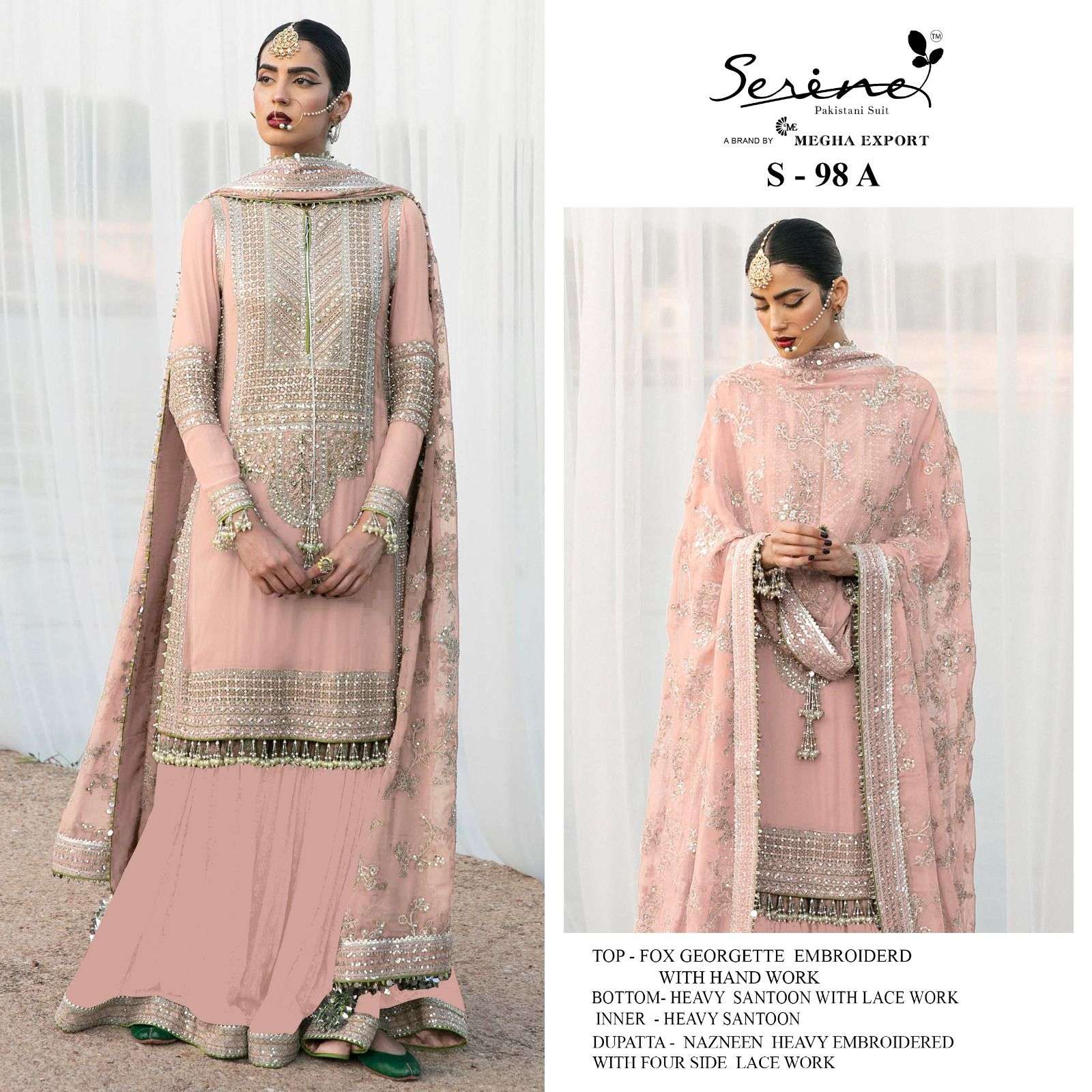 Serene Hit Design S-98 Colours By Serene S-98-A To S-98-D Series Designer Pakistani Suits Beautiful Fancy Colorful Stylish Party Wear & Occasional Wear Faux Georgette Embroidered Dresses At Wholesale Price
