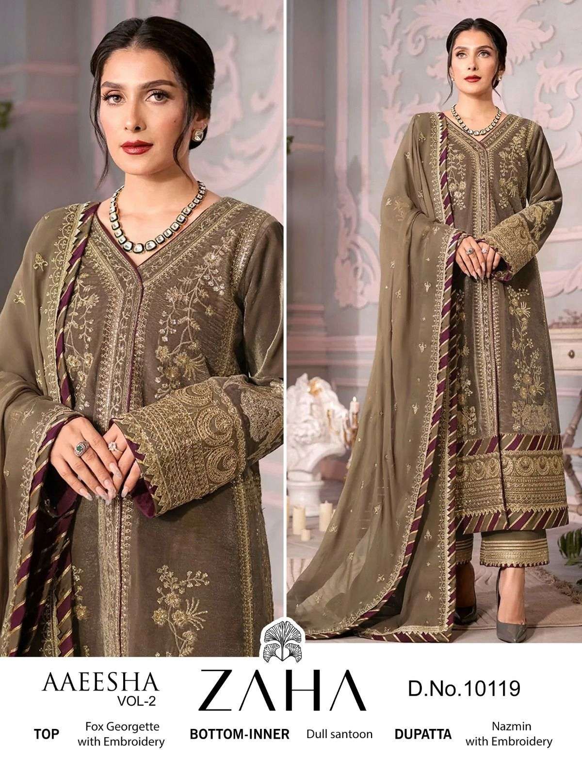 Zaha-10119 By Zaha Pakistani Suits Beautiful Fancy Colorful Stylish Party Wear & Occasional Wear Faux Georgette With Embroidery Dresses At Wholesale Price