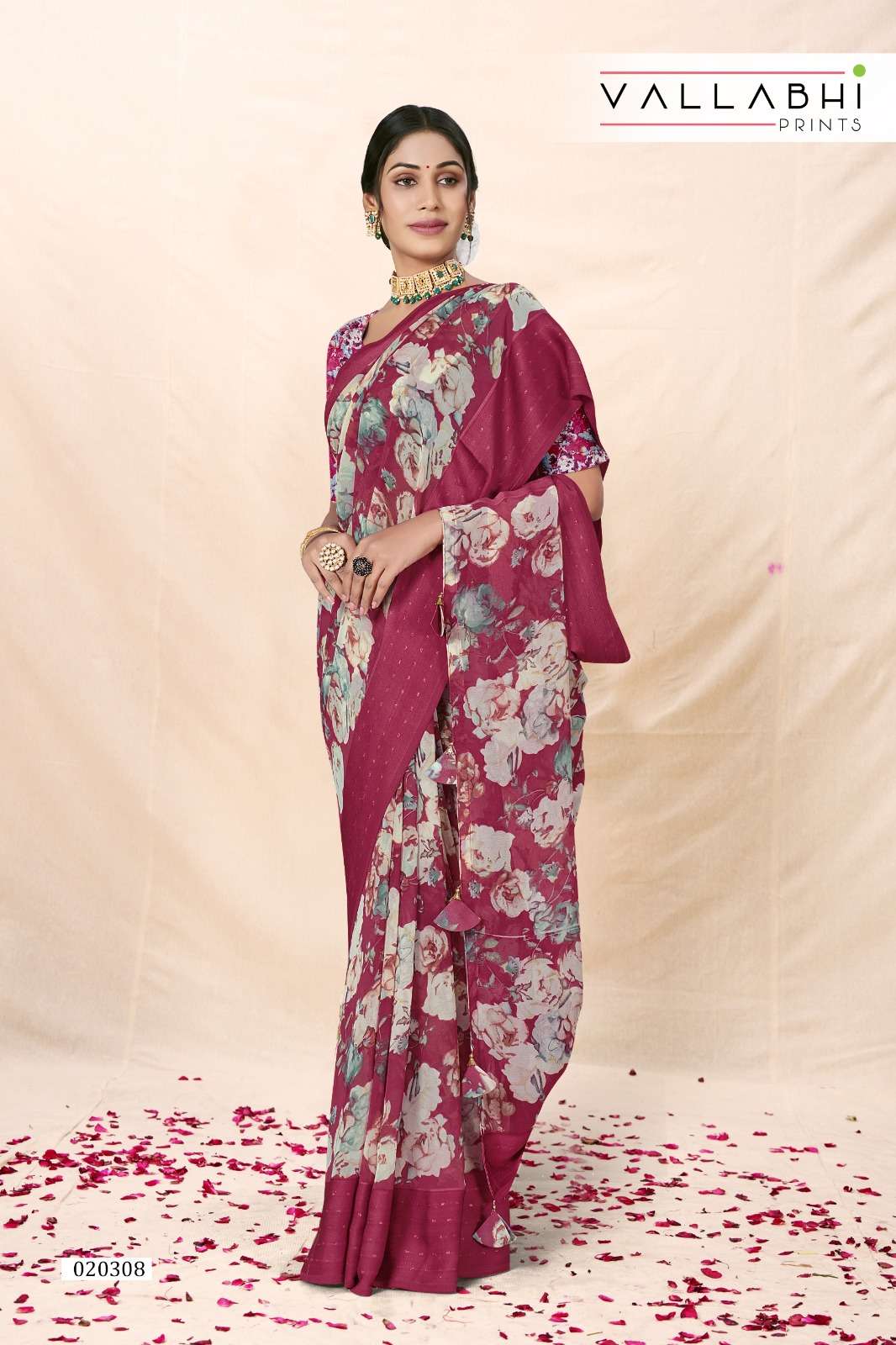 Gitali By Vallabhi Prints 020301 To 020308 Series Indian Traditional Wear Collection Beautiful Stylish Fancy Colorful Party Wear & Occasional Wear Georgette Print Sarees At Wholesale Price