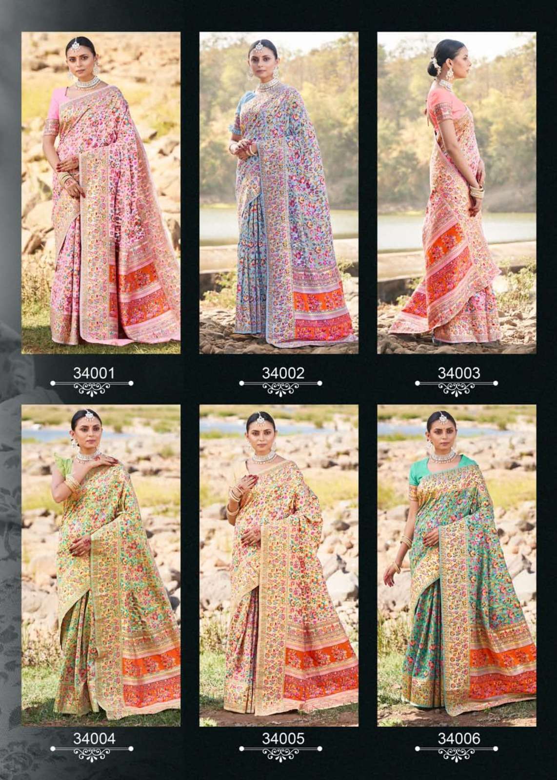 Kashmiri Silk By The Fabrica 34001 To 34006 Series Indian Traditional Wear Collection Beautiful Stylish Fancy Colorful Party Wear & Occasional Wear Silk Sarees At Wholesale Price