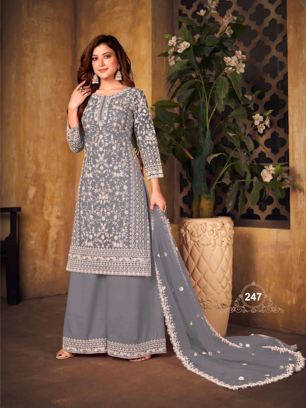 Vaani Vol-24 New Colours By Twisha 245 To 248 Series Designer Sharara Suits Collection Beautiful Stylish Fancy Colorful Party Wear & Occasional Wear Net With Embroidered Dresses At Wholesale Price