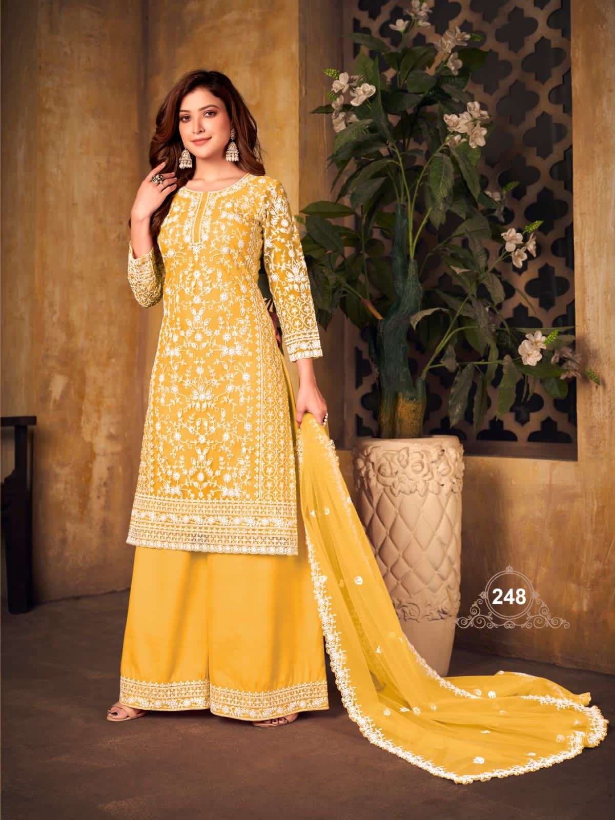 Vaani Vol-24 New Colours By Twisha 245 To 248 Series Designer Sharara Suits Collection Beautiful Stylish Fancy Colorful Party Wear & Occasional Wear Net With Embroidered Dresses At Wholesale Price