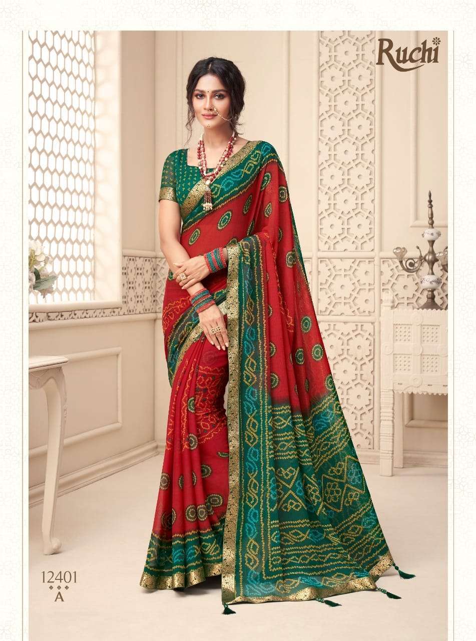 Jalpari Vol-2 By Ruchi Sarees 12401-A To 12405-D Series Indian Traditional Wear Collection Beautiful Stylish Fancy Colorful Party Wear & Occasional Wear Chiffon Sarees At Wholesale Price