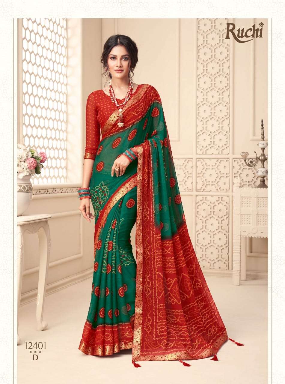 Jalpari Vol-2 By Ruchi Sarees 12401-A To 12405-D Series Indian Traditional Wear Collection Beautiful Stylish Fancy Colorful Party Wear & Occasional Wear Chiffon Sarees At Wholesale Price