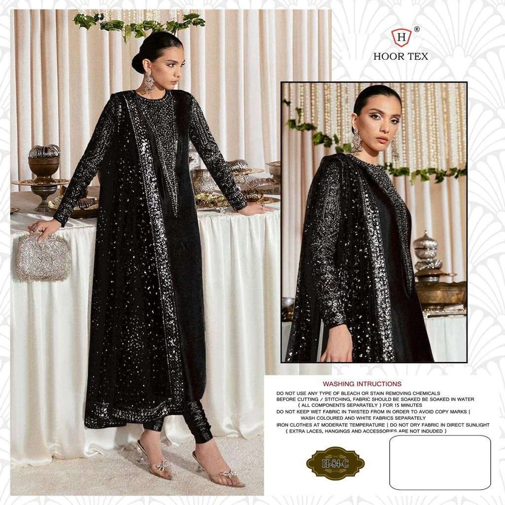 Hoor Tex Hit Design H-84-C By Hoor Tex Designer Festive Pakistani Suits Collection Beautiful Stylish Fancy Colorful Party Wear & Occasional Wear Faux Georgette With Embroidered Dresses At Wholesale Price