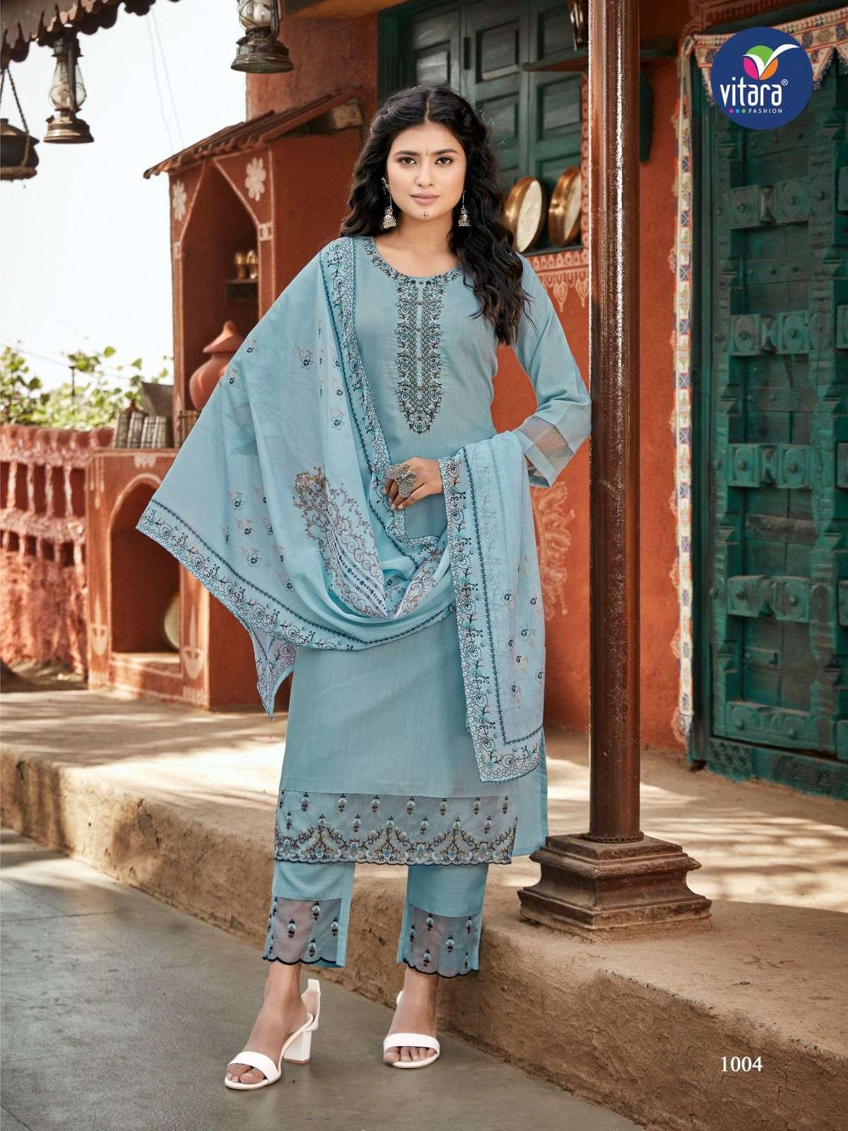 Saffron By Vitara 1001 To 1004 Series Beautiful Suits Colorful Stylish Fancy Casual Wear & Ethnic Wear Tesla Embroidered Dresses At Wholesale Price