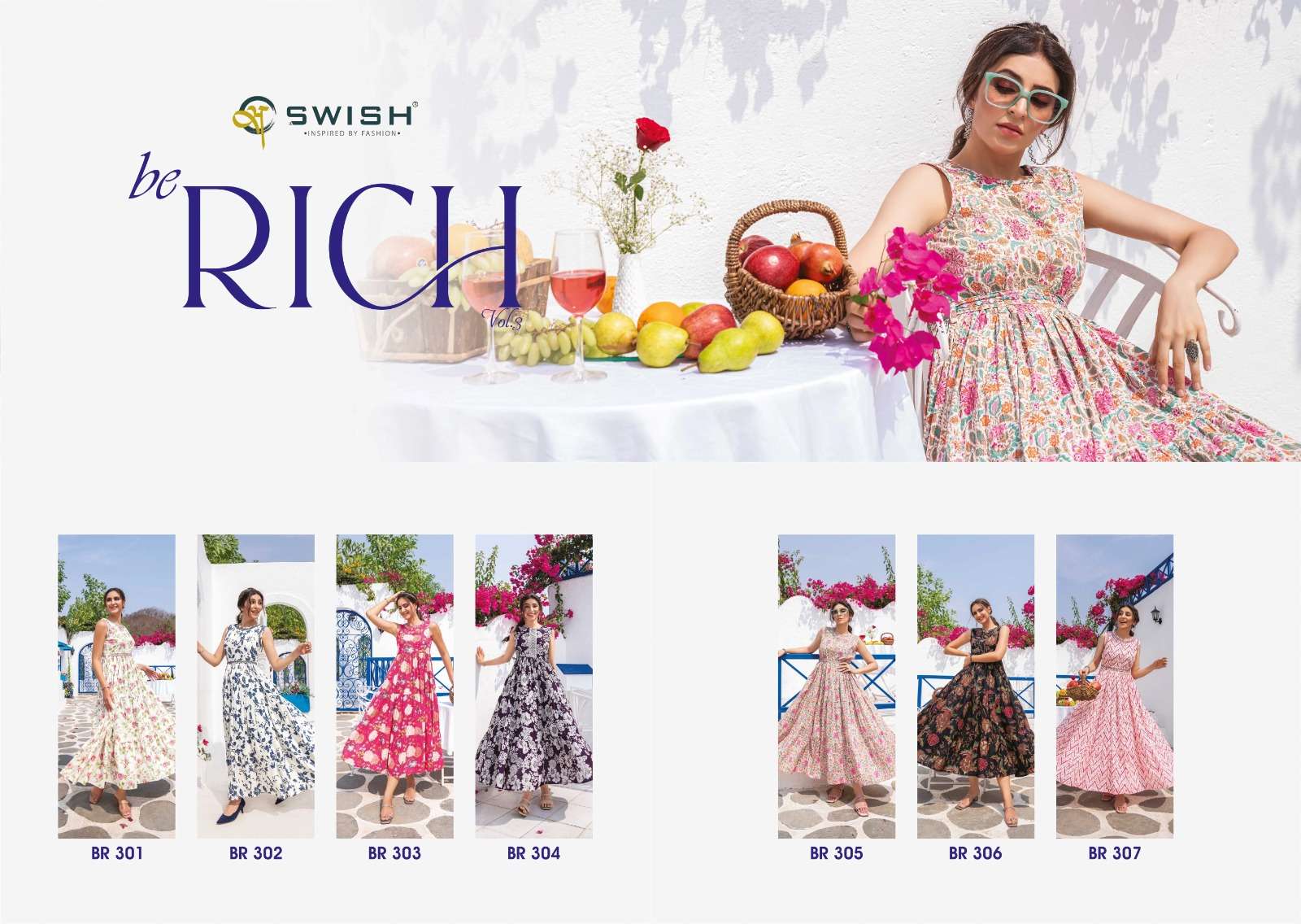 Be Rich Vol-3 By Swish 301 To 307 Series Beautiful Stylish Fancy Colorful Casual Wear & Ethnic Wear Cotton Print Gowns At Wholesale Price