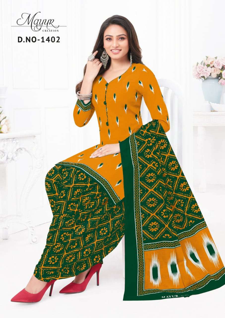 Ikkat Vol-14 By Mayur Creation 1401 To 1410 Series Beautiful Stylish Festive Suits Fancy Colorful Casual Wear & Ethnic Wear & Ready To Wear Cotton Print Dresses At Wholesale Price