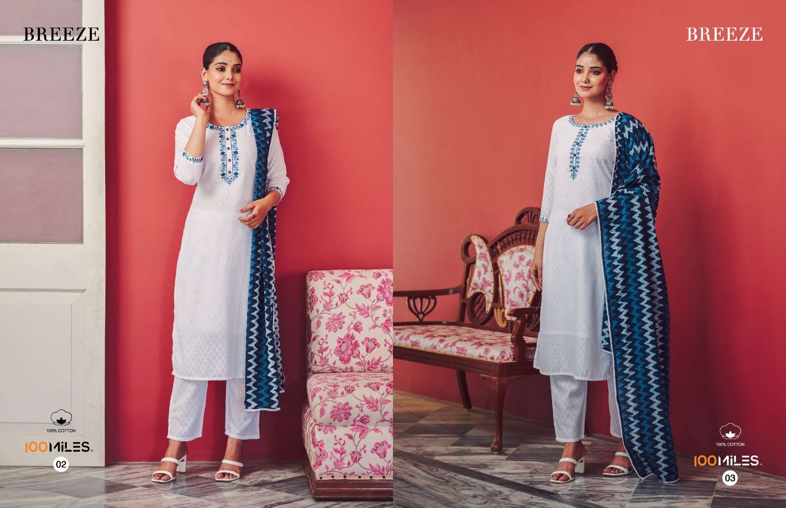 Breeze By 100 Miles 01 To 04 Series Beautiful Suits Colorful Stylish Fancy Casual Wear & Ethnic Wear Pure Cotton Digital Print Dresses At Wholesale Price