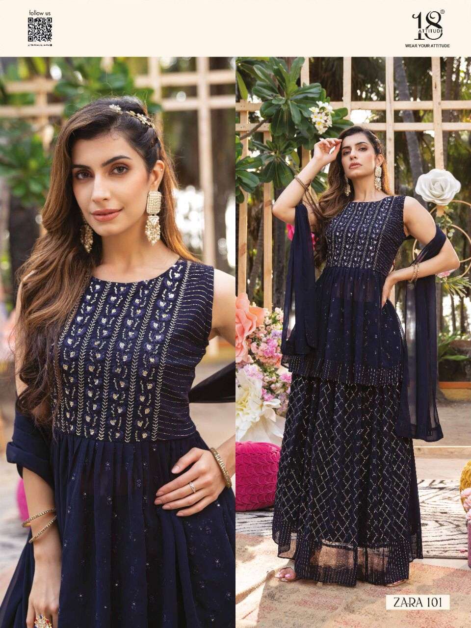 Zara By 18 Attitude 101 To 105 Series Beautiful Suits Colorful Stylish Fancy Casual Wear & Ethnic Wear Georgette Dresses At Wholesale Price