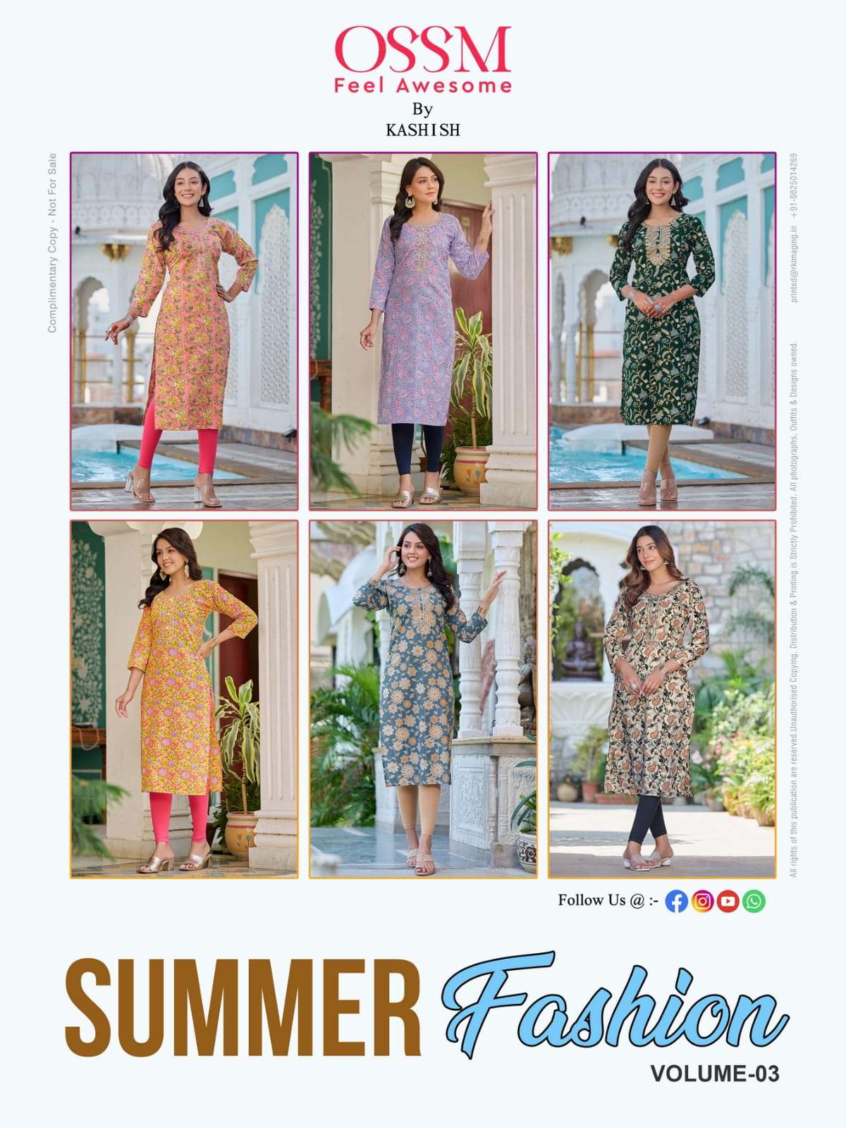 Summer Fashion Vol-3 By Ossm 301 To 306 Series Beautiful Stylish Fancy Colorful Casual Wear & Ethnic Wear Pure Cotton Print Kurtis At Wholesale Price