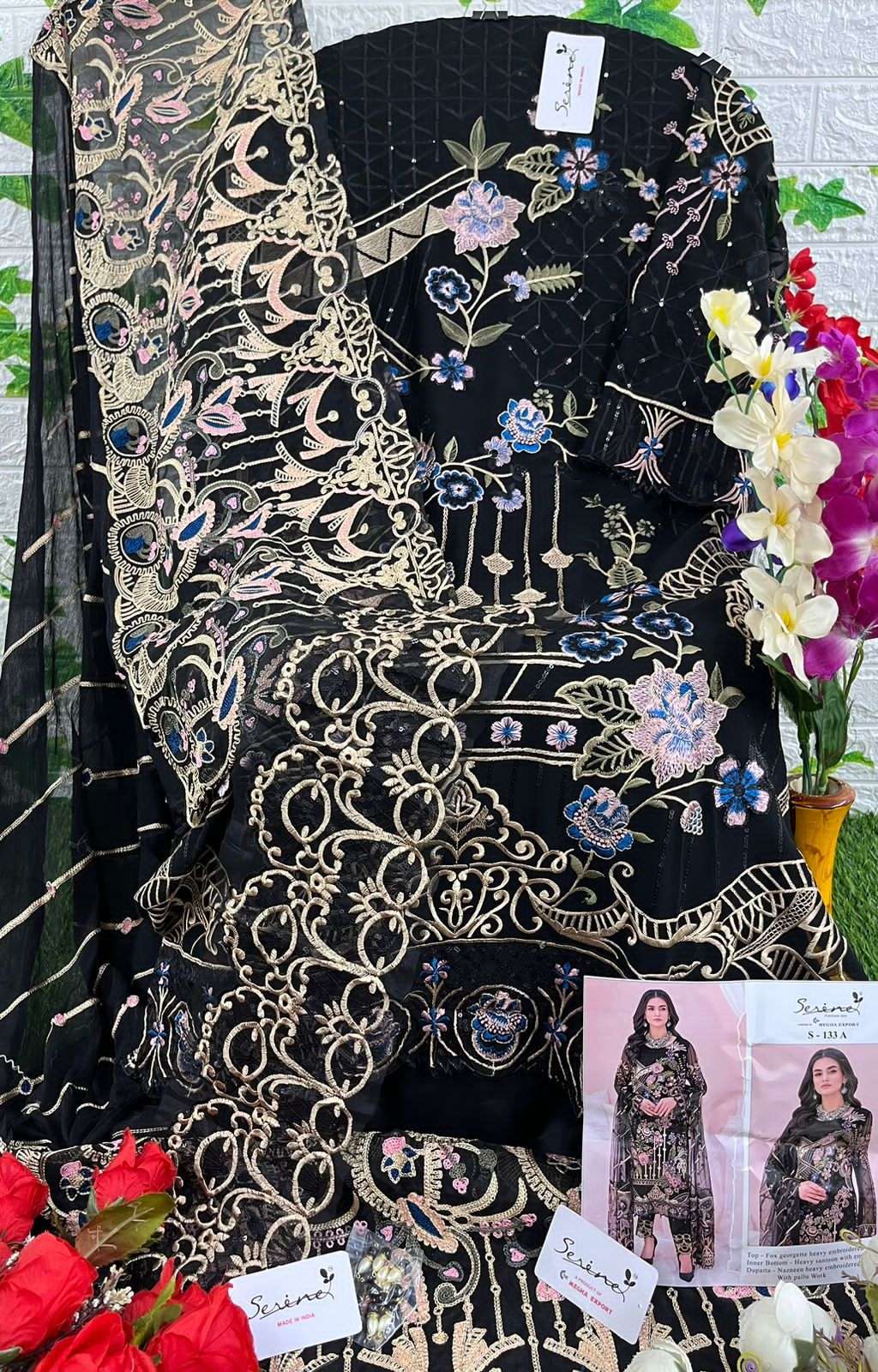 Serene Hit Design S-133 Colours By Serene S-133-A To S-133-D Series Designer Pakistani Suits Beautiful Fancy Colorful Stylish Party Wear & Occasional Wear Faux Georgette Embroidered Dresses At Wholesale Price