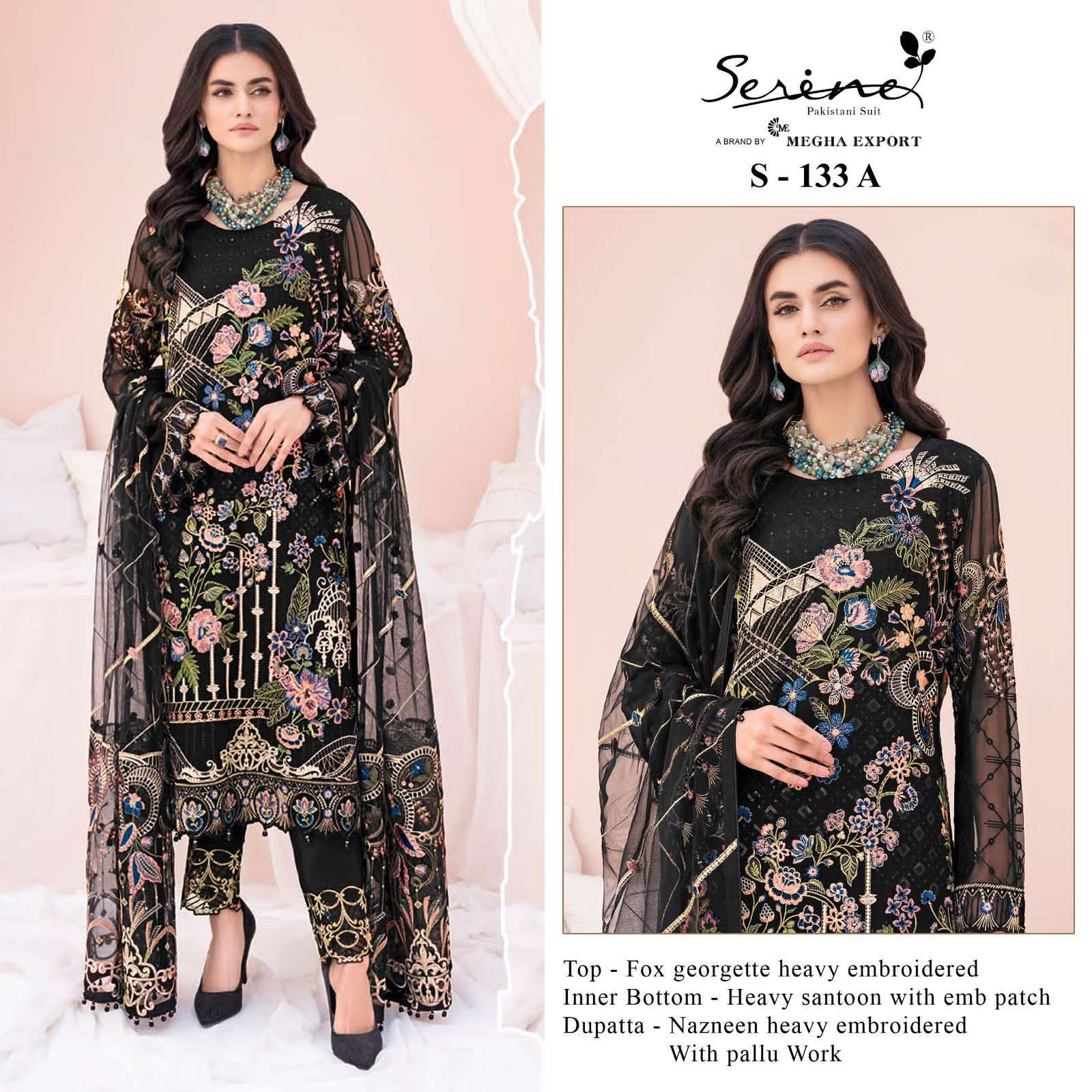 Serene Hit Design S-133 Colours By Serene S-133-A To S-133-D Series Designer Pakistani Suits Beautiful Fancy Colorful Stylish Party Wear & Occasional Wear Faux Georgette Embroidered Dresses At Wholesale Price