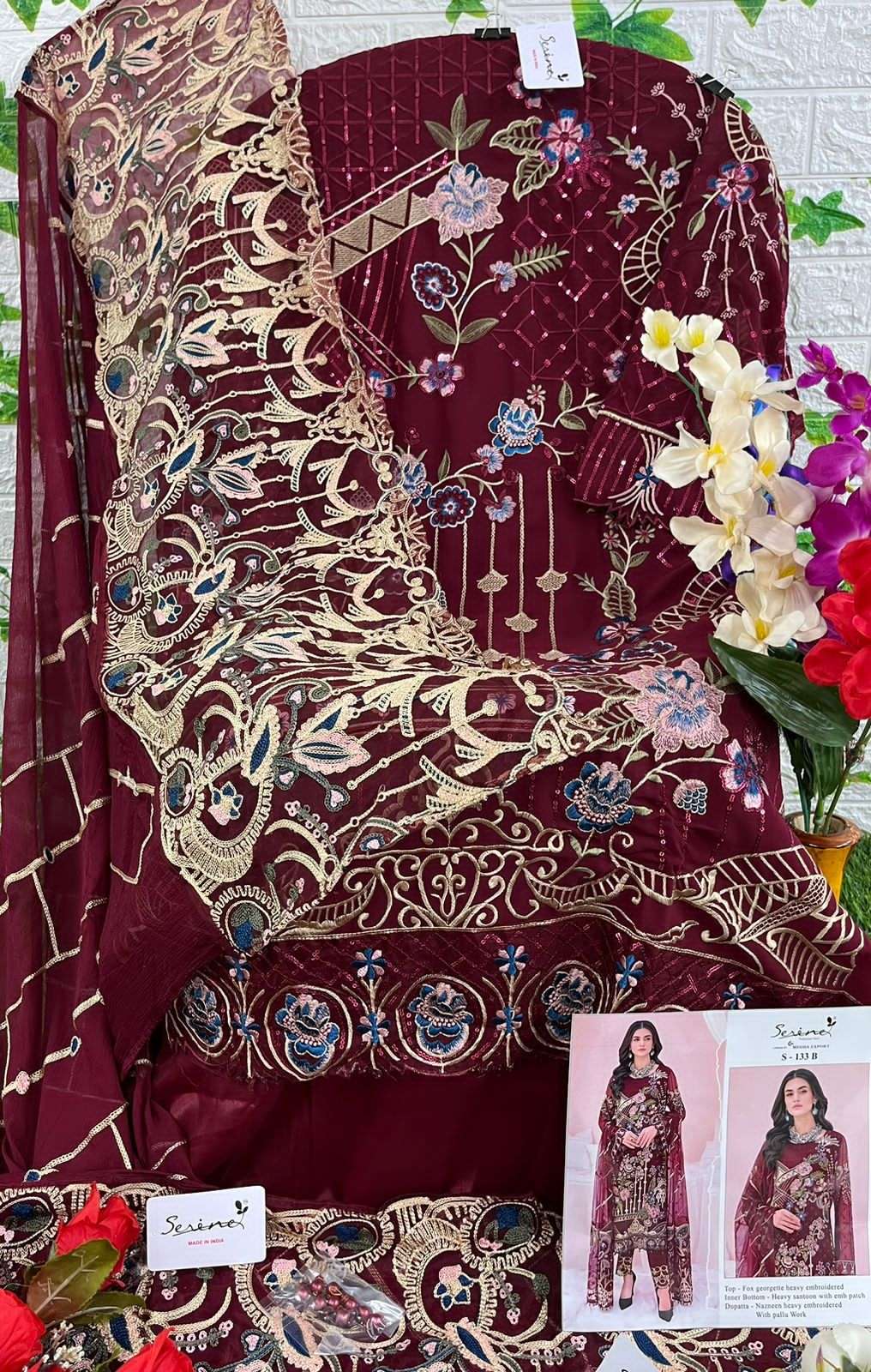 Serene Hit Design S-133 Colours By Serene S-133-A To S-133-D Series Designer Pakistani Suits Beautiful Fancy Colorful Stylish Party Wear & Occasional Wear Faux Georgette Embroidered Dresses At Wholesale Price