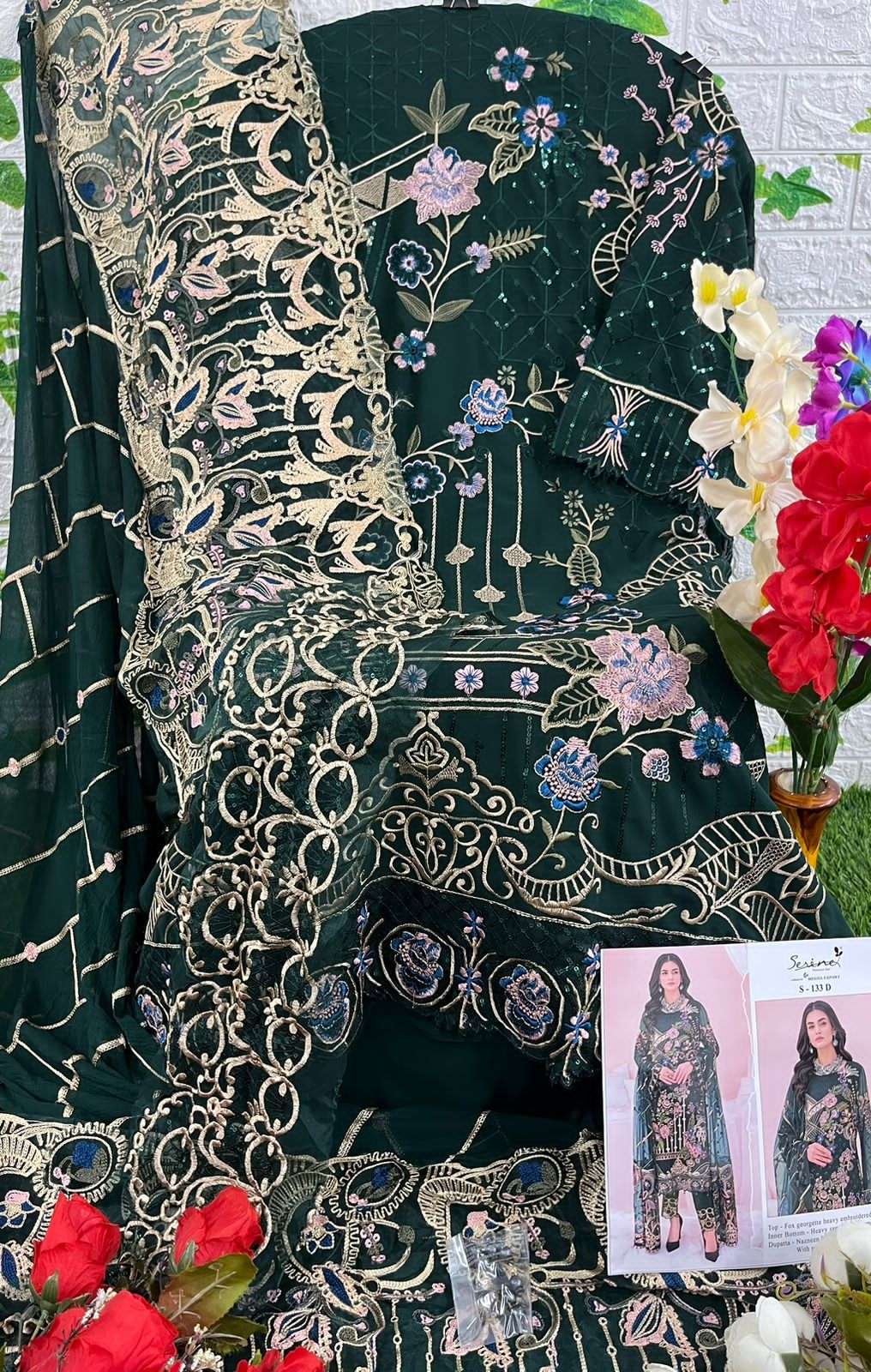 Serene Hit Design S-133 Colours By Serene S-133-A To S-133-D Series Designer Pakistani Suits Beautiful Fancy Colorful Stylish Party Wear & Occasional Wear Faux Georgette Embroidered Dresses At Wholesale Price