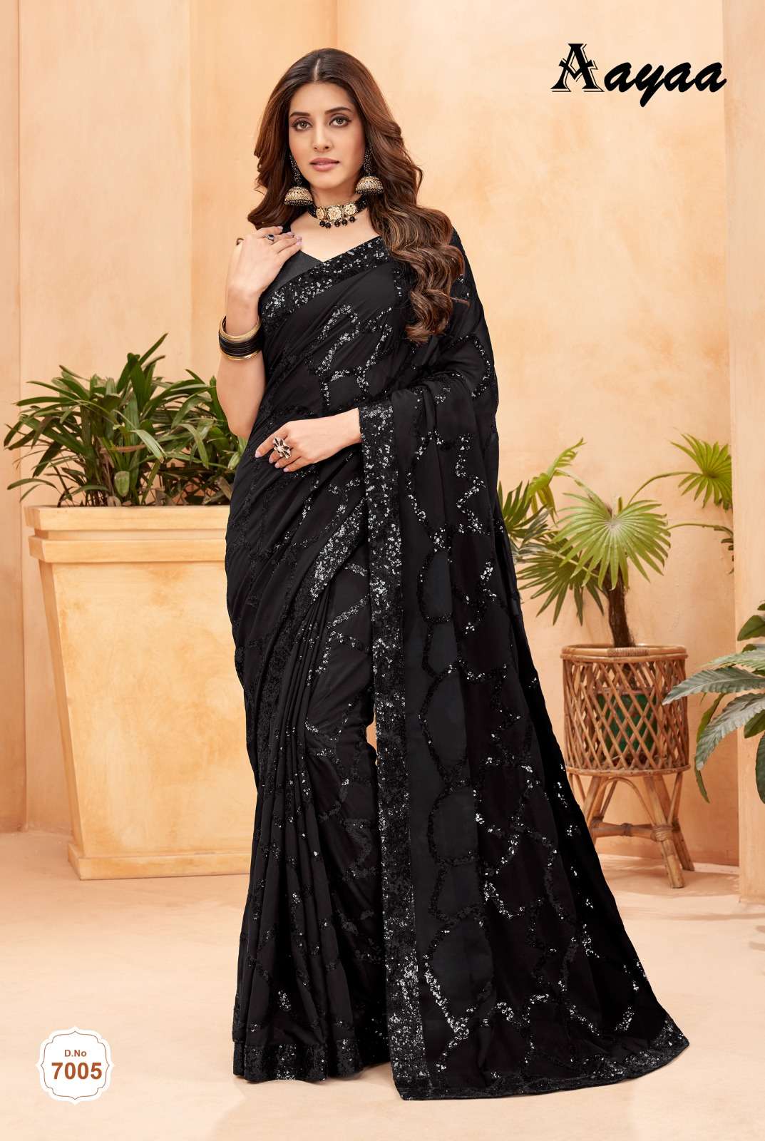 Aaradhna Vol-7 By Aayaa 7001 To 7006 Series Indian Traditional Wear Collection Beautiful Stylish Fancy Colorful Party Wear & Occasional Wear Faux Georgette Sarees At Wholesale Price
