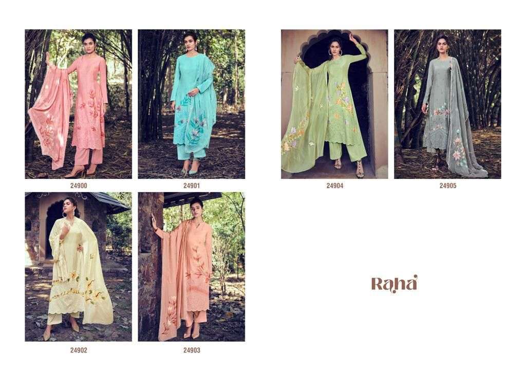 Raha By Chihn 24900 To 24905 Series Beautiful Festive Suits Colorful Stylish Fancy Casual Wear & Ethnic Wear Pure Bemberg Muslin Embroidered Dresses At Wholesale Price