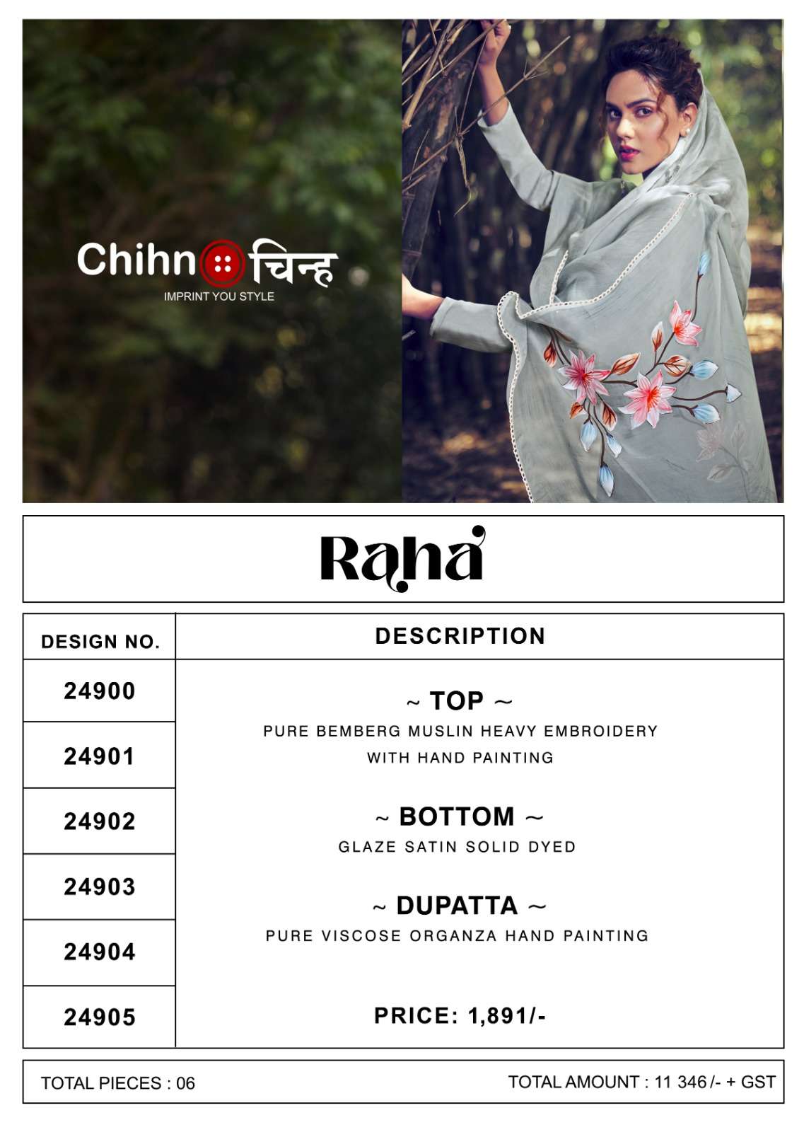 Raha By Chihn 24900 To 24905 Series Beautiful Festive Suits Colorful Stylish Fancy Casual Wear & Ethnic Wear Pure Bemberg Muslin Embroidered Dresses At Wholesale Price