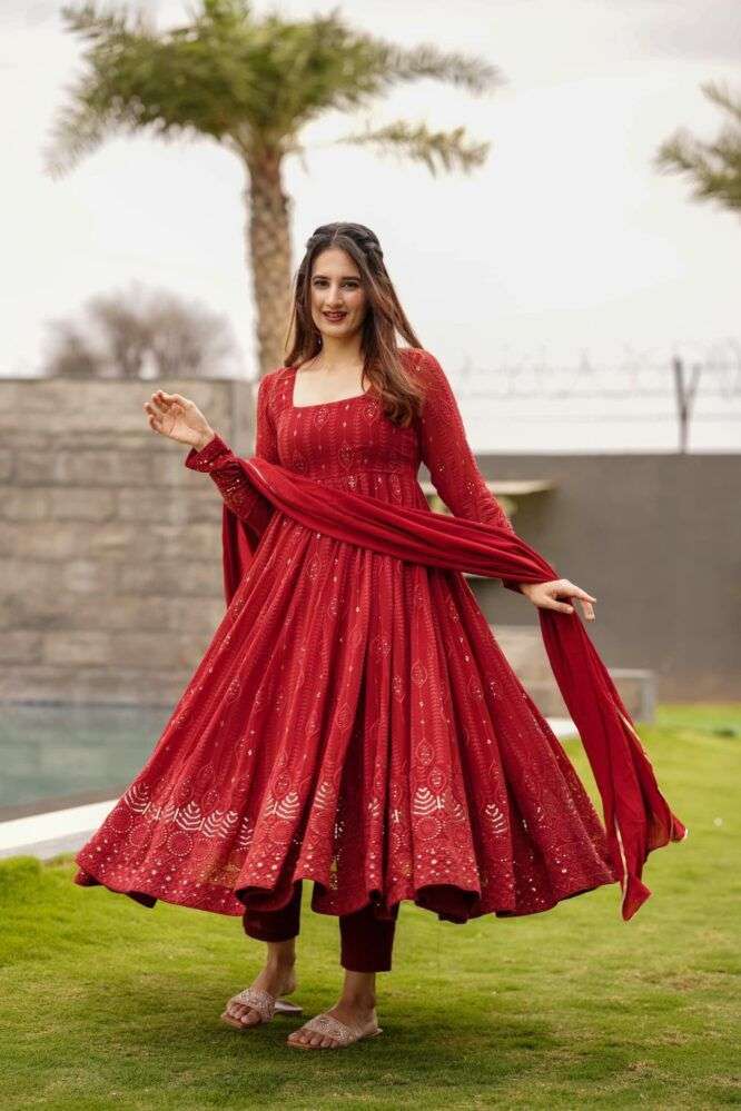 1273 By Fashid Wholesale Beautiful Stylish Anarkali Suits Fancy Colorful Casual Wear & Ethnic Wear & Ready To Wear Faux Georgette Dresses At Wholesale Price